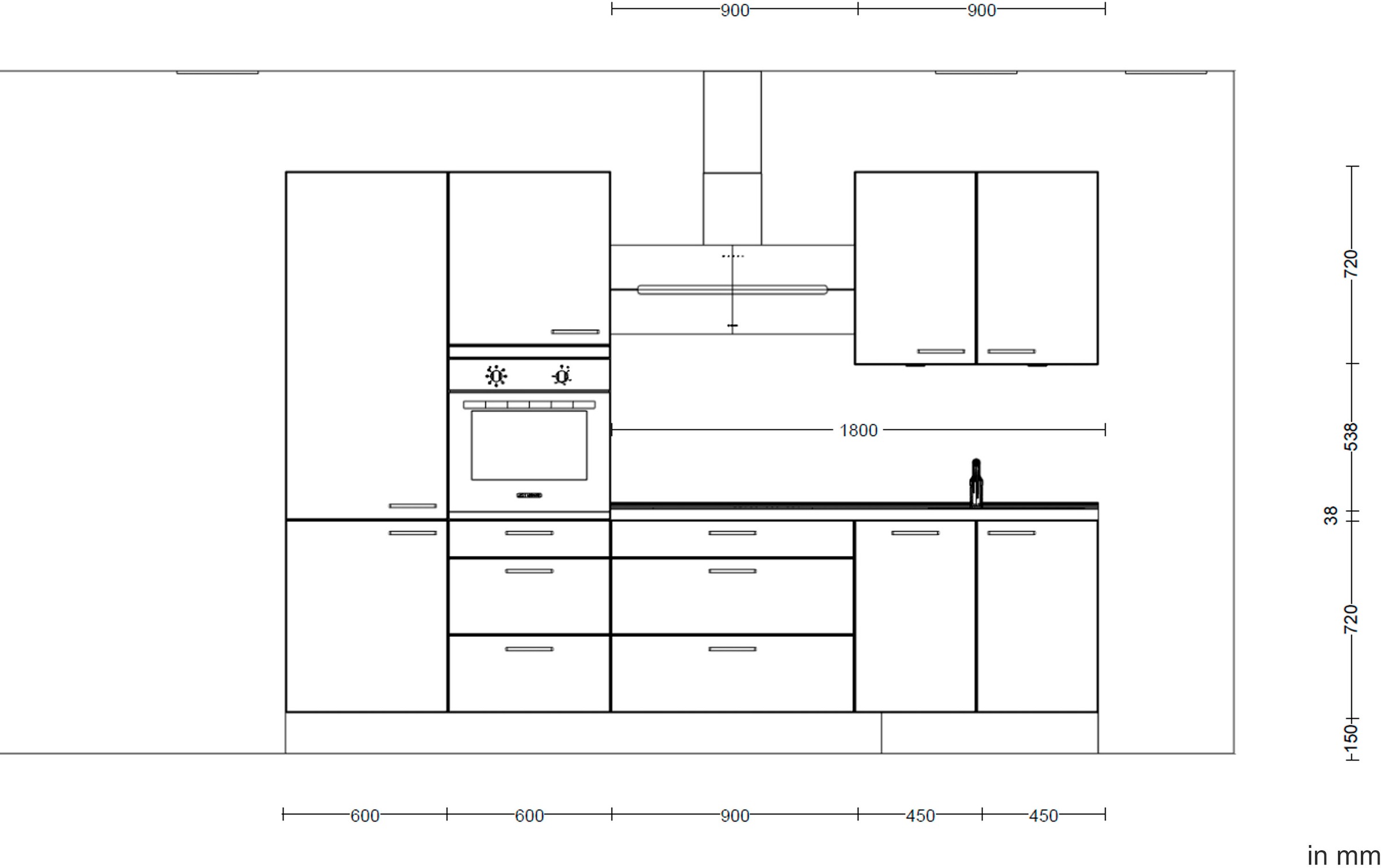 nobilia® Küchenzeile »"Flash II"«, vormontiert, Ausrichtung wählbar, Breite 300 cm, wahlw. mit E-Geräten