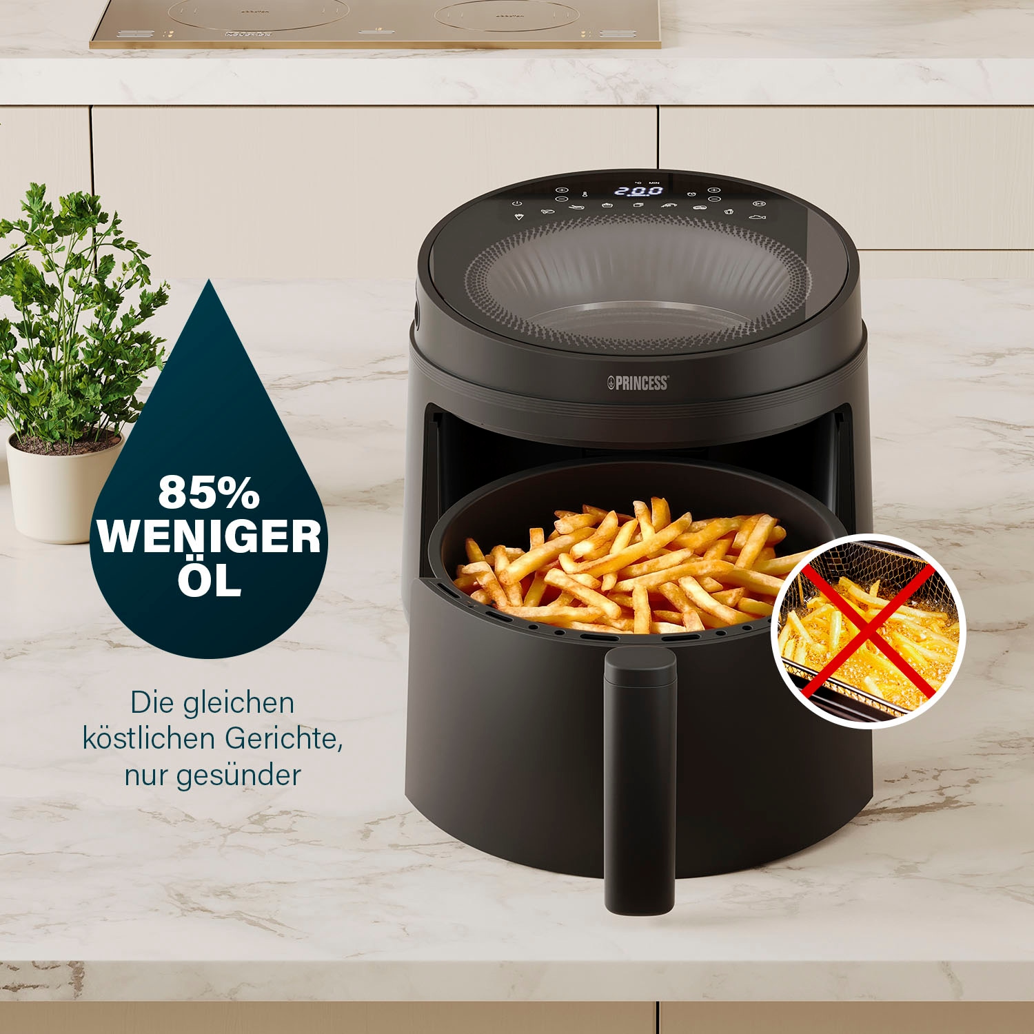 PRINCESS Heißluftfritteuse »182270 Cyclone Vision Airfryer«, 1500 W, Fassungsvermögen 5 l