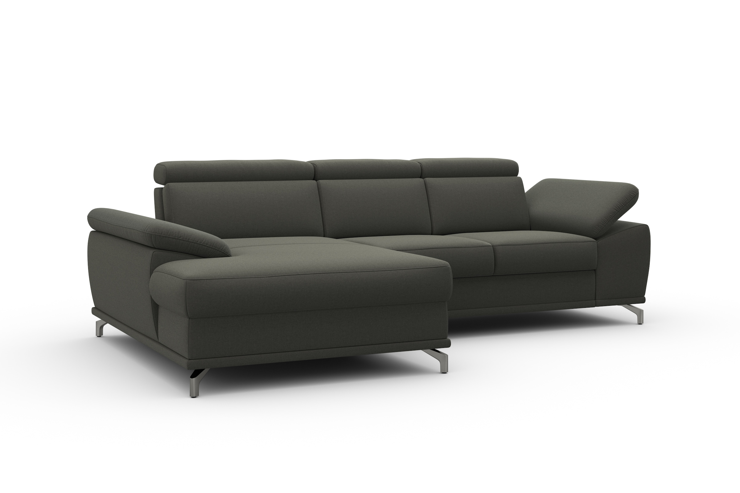sit&more Ecksofa »Cabrio L-Form, mit Sitztiefenverstellung, Arm- und Kopfteilverstellung«, 2 Nierenkissen, Federkern, optional Bettfunktion und Stauraum