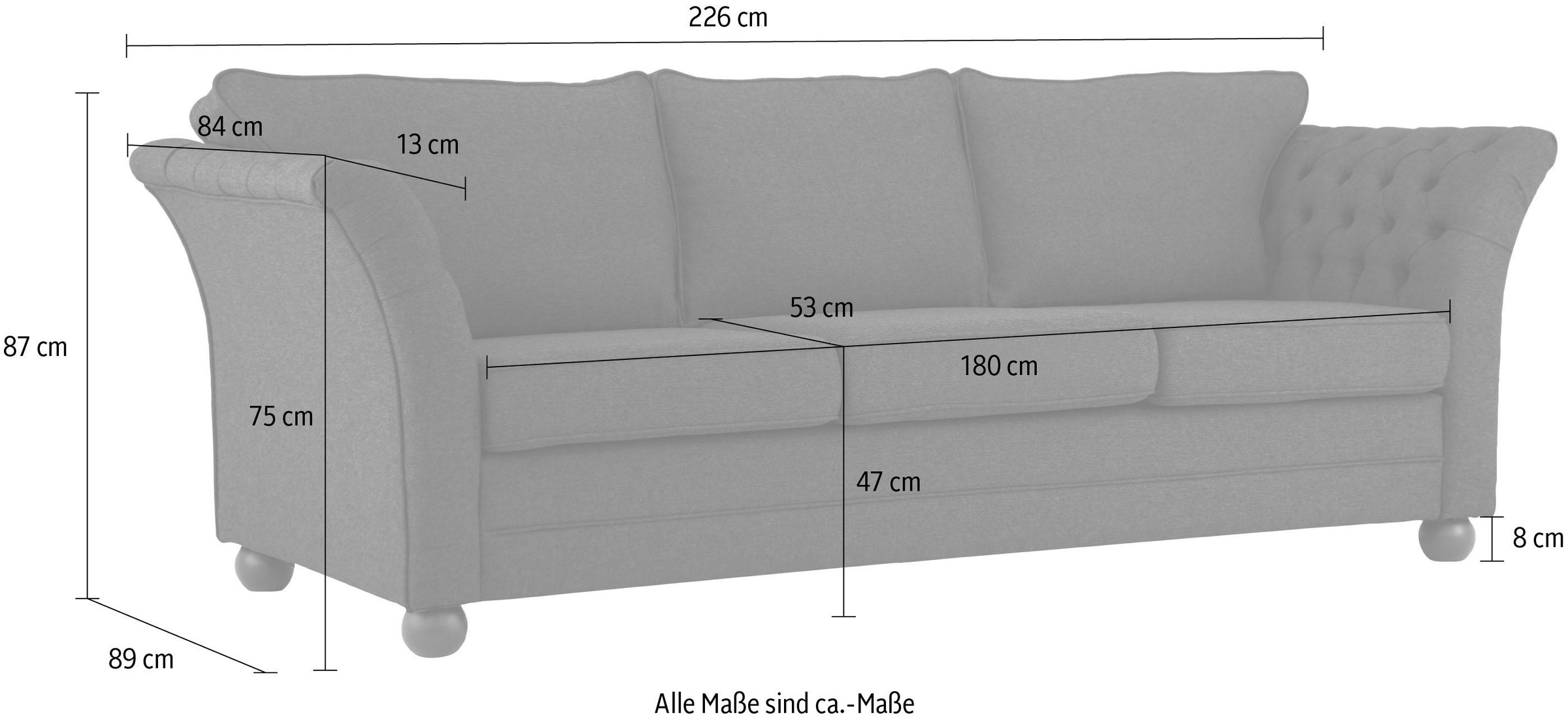 Home affaire 3-Sitzer »Pajero«, mit Knopfheftung an den Armlehn-Innenseiten, Keder