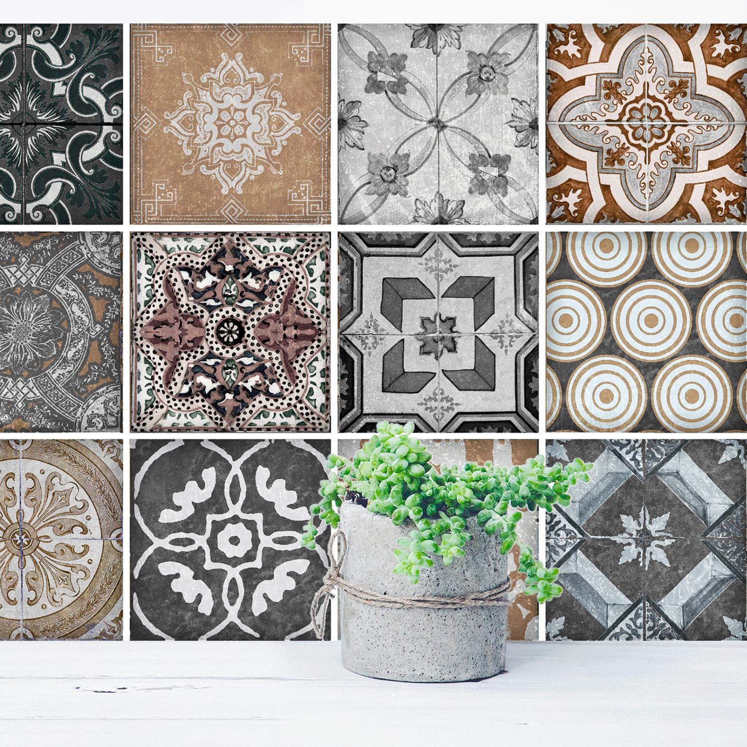 queence Fliesenaufkleber »Mosaik Muster«, Stickerfliesen, selbstklebend, Sticker, 12er Set