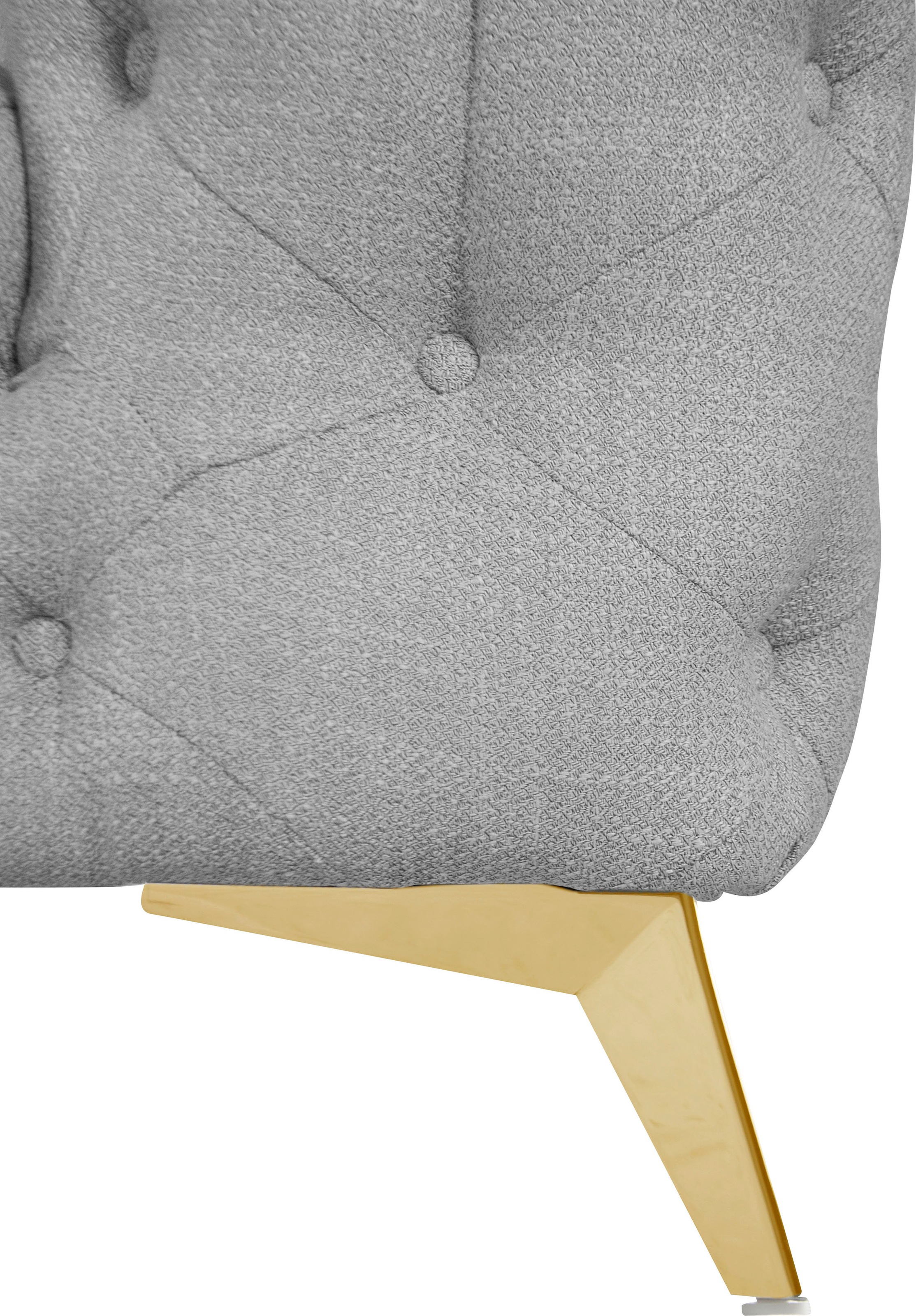 Leonique Chesterfield-Sofa »Ecksofa GLYNIS L-Form mit Wellenunterfederung, Maße B/T/H 264/264/75cm«, aufwändige Knopfheftung, moderne Chesterfield Optik, Fußfarbe wählbar