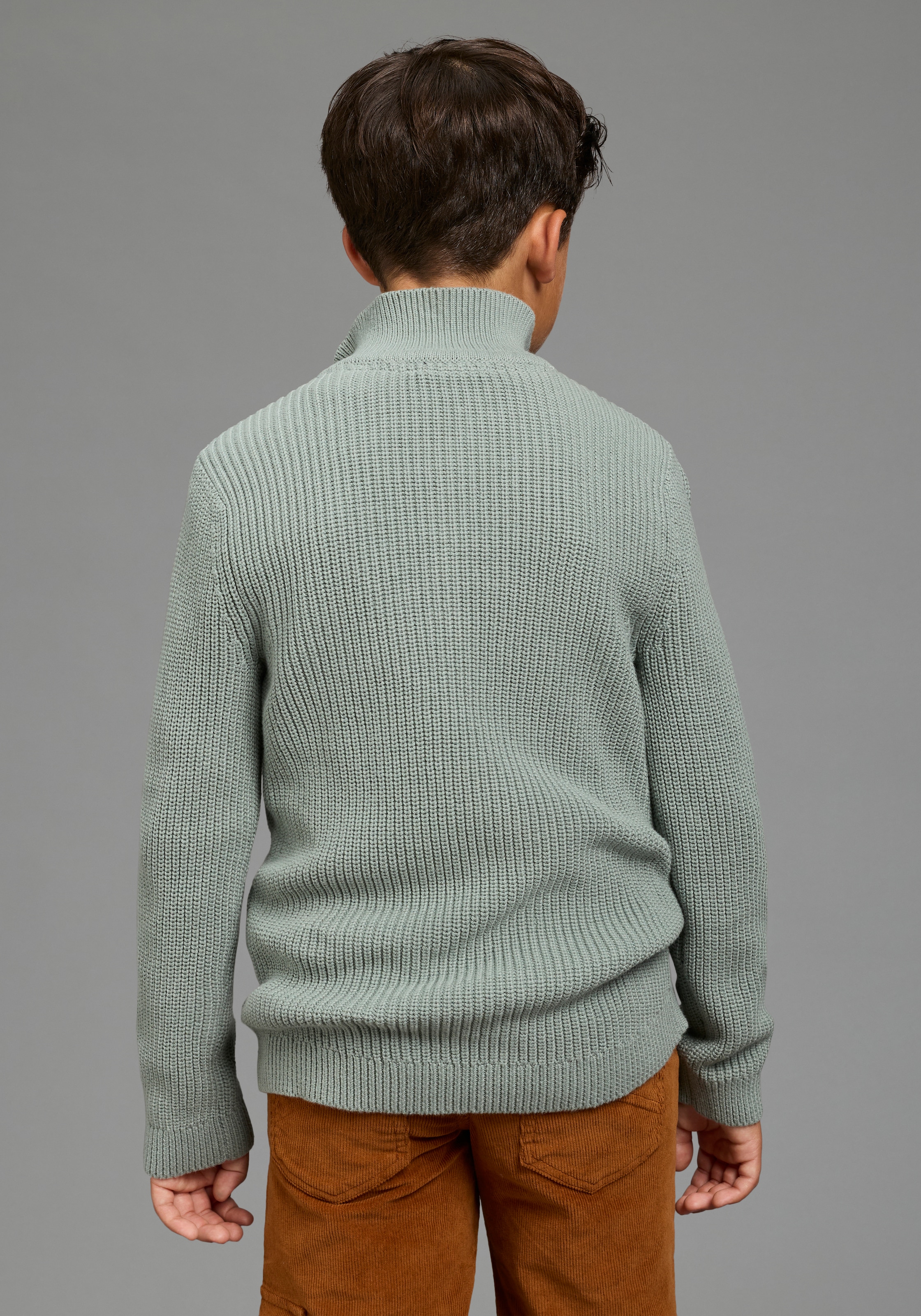 Scout Strickpullover »Gerippter Pulli mit Kragen und Reißverschluss - NEU von SCOUT« mit langen Ärmeln, aus Strickmaterial mit hohem Baumwollanteil
