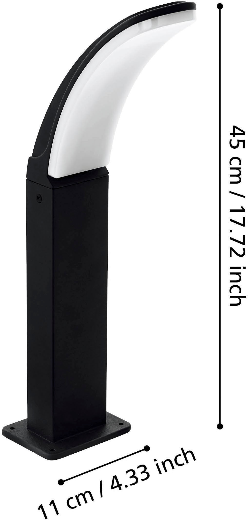 EGLO Sockelleuchte »Fiumicino Außen-Sockellampe, Außenlampe, Alu und Kunststoff, IP44« LED-Modul 1 Stk. Warmweiß Außenleuchte, Sockelleuchte aus Alu, Kunststoff, Schwarz, weiß, IP44