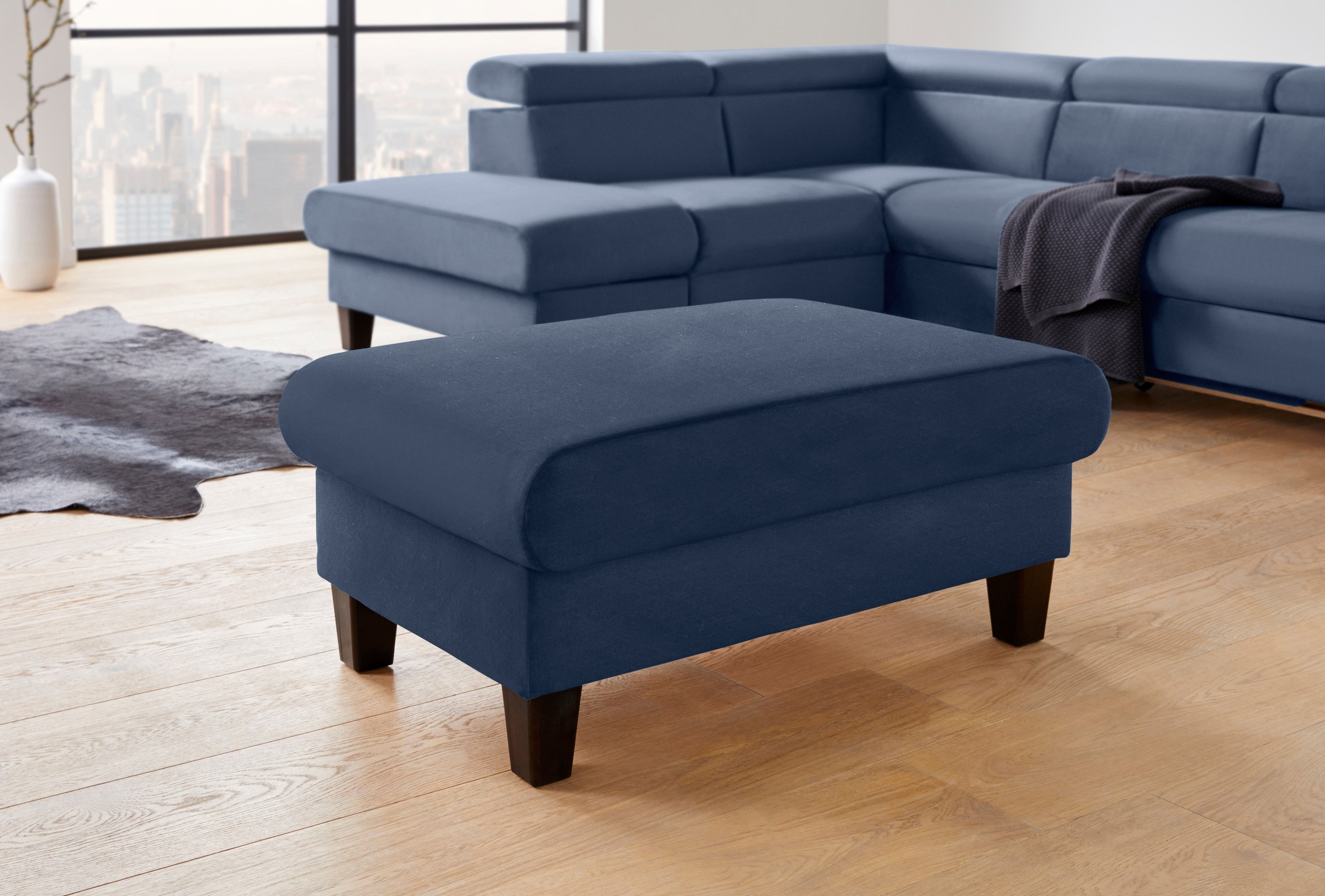COTTA Polstergarnitur »Morven L-Form«, (Set), Set bestehend aus: Ecksofa mit Kopfteilverstellung & Hocker