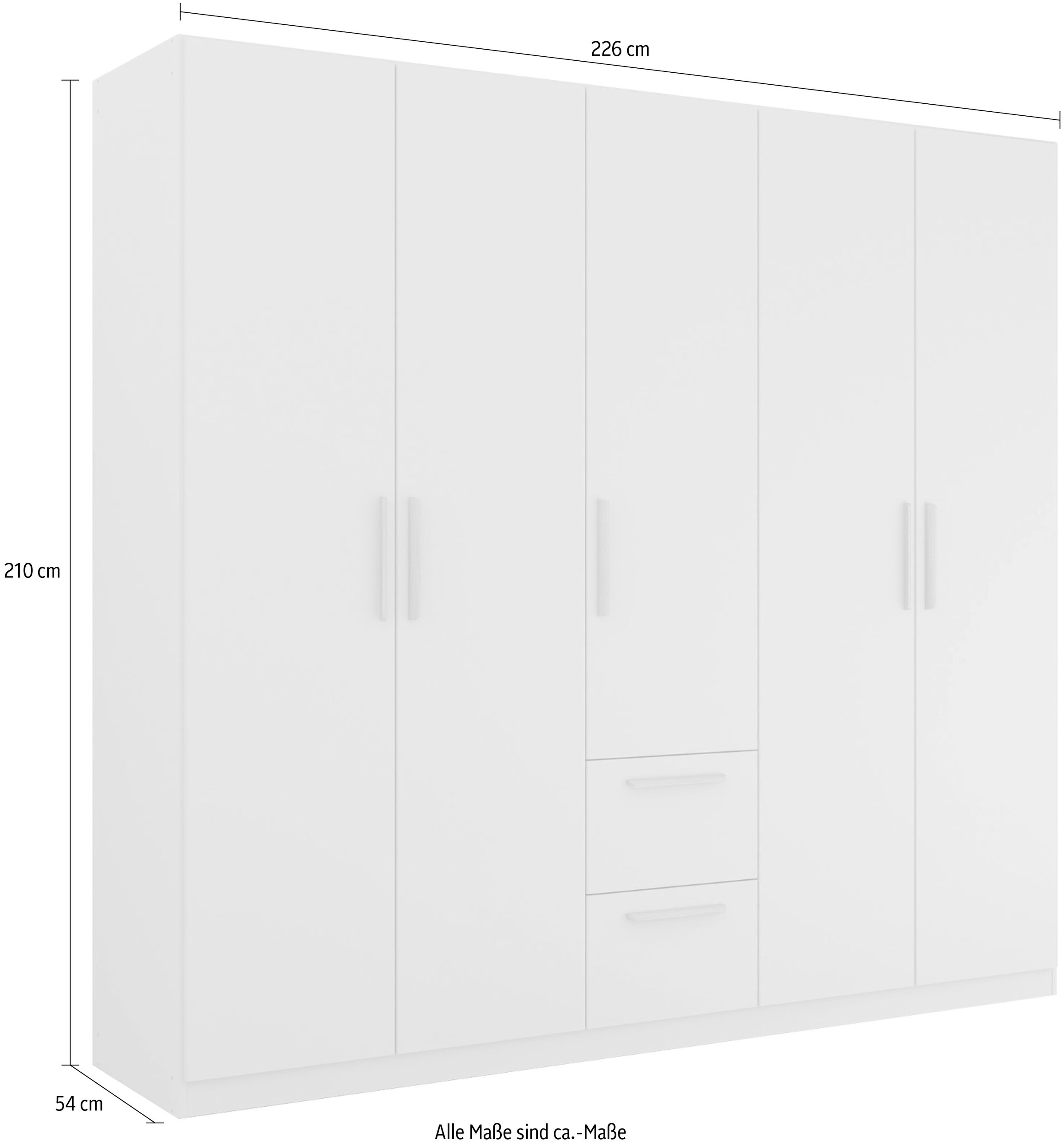 rauch Kleiderschrank »Skandi by Quadra Spin Schlafzimmerschrank«, im Landhaus-Stil mit Massivholzgriffen aus Wildeiche, mit Schubladen