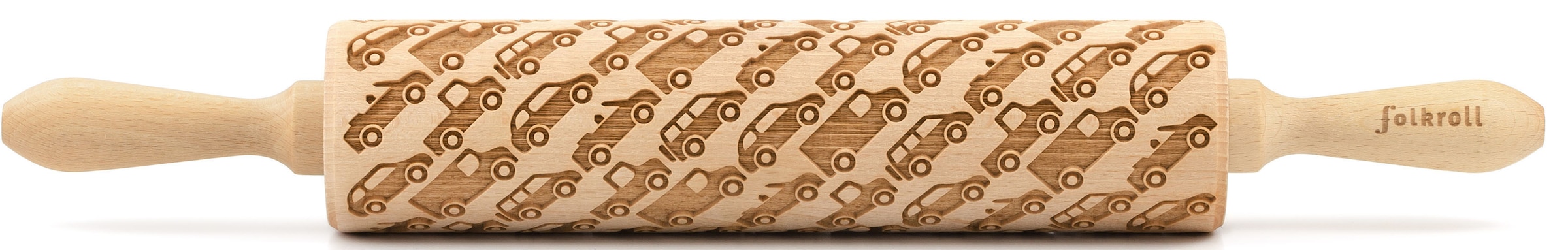 FOLKROLL Teigroller »3D-Motiv-Teigrolle« Autos braun