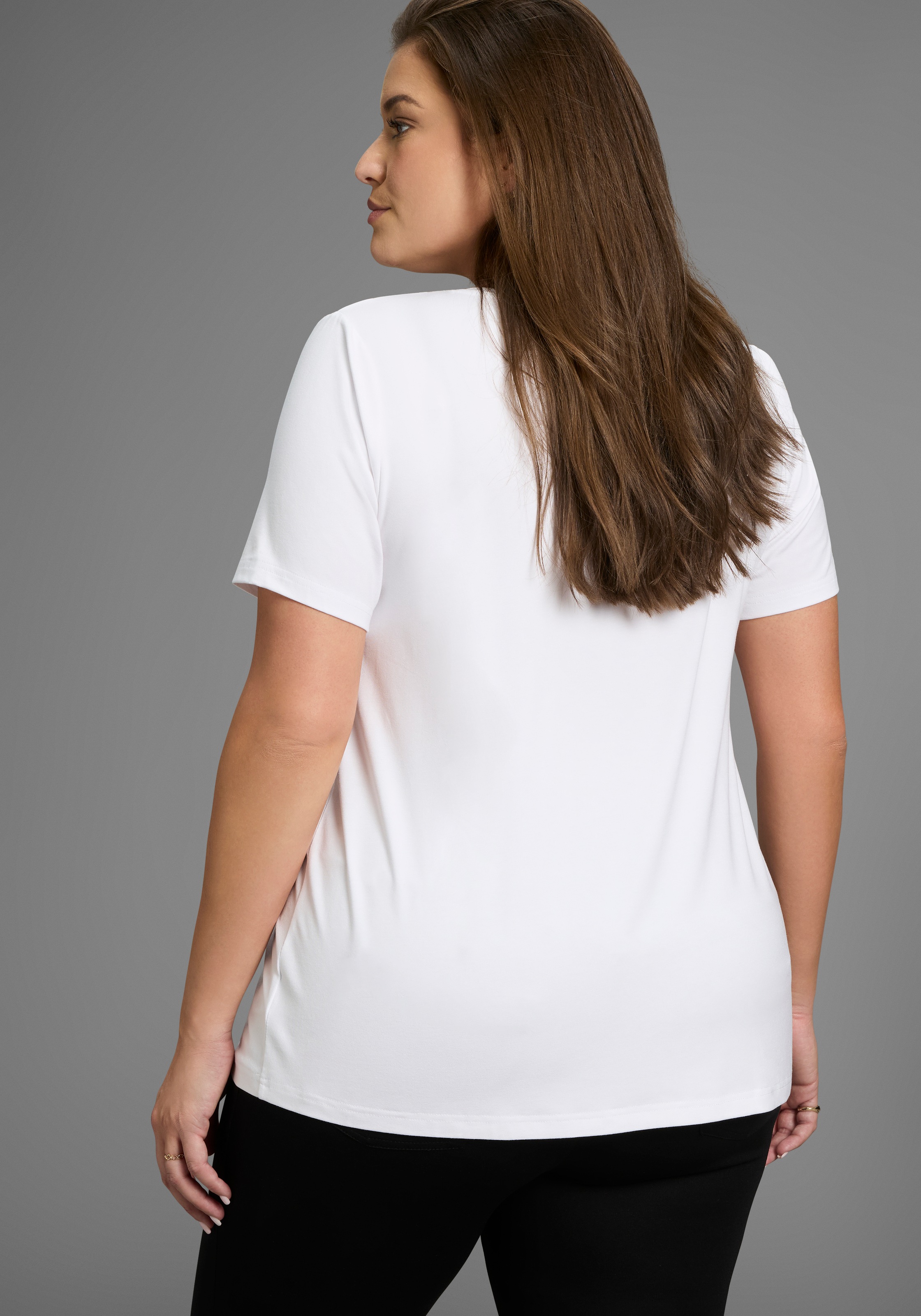 Laura Scott CURVE T-Shirt mit V-Ausschnitt aus fließender Viskose - GROSSE GRÖSSE