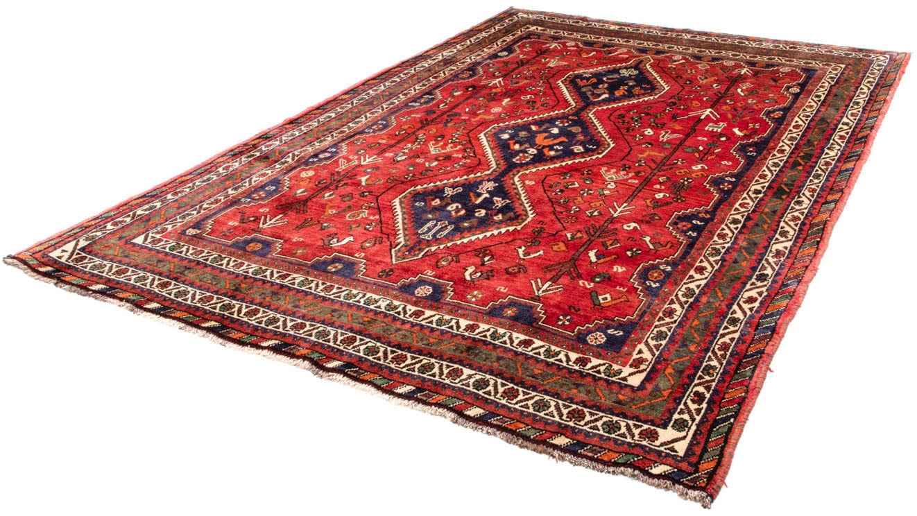 Wollteppich „Shiraz Medaillon Rosso 290 x 208 cm“, rechteckig, Unikat mit Zertifikat Rot 10 mm B/L: 208 cm x 290 cm – 10 mm