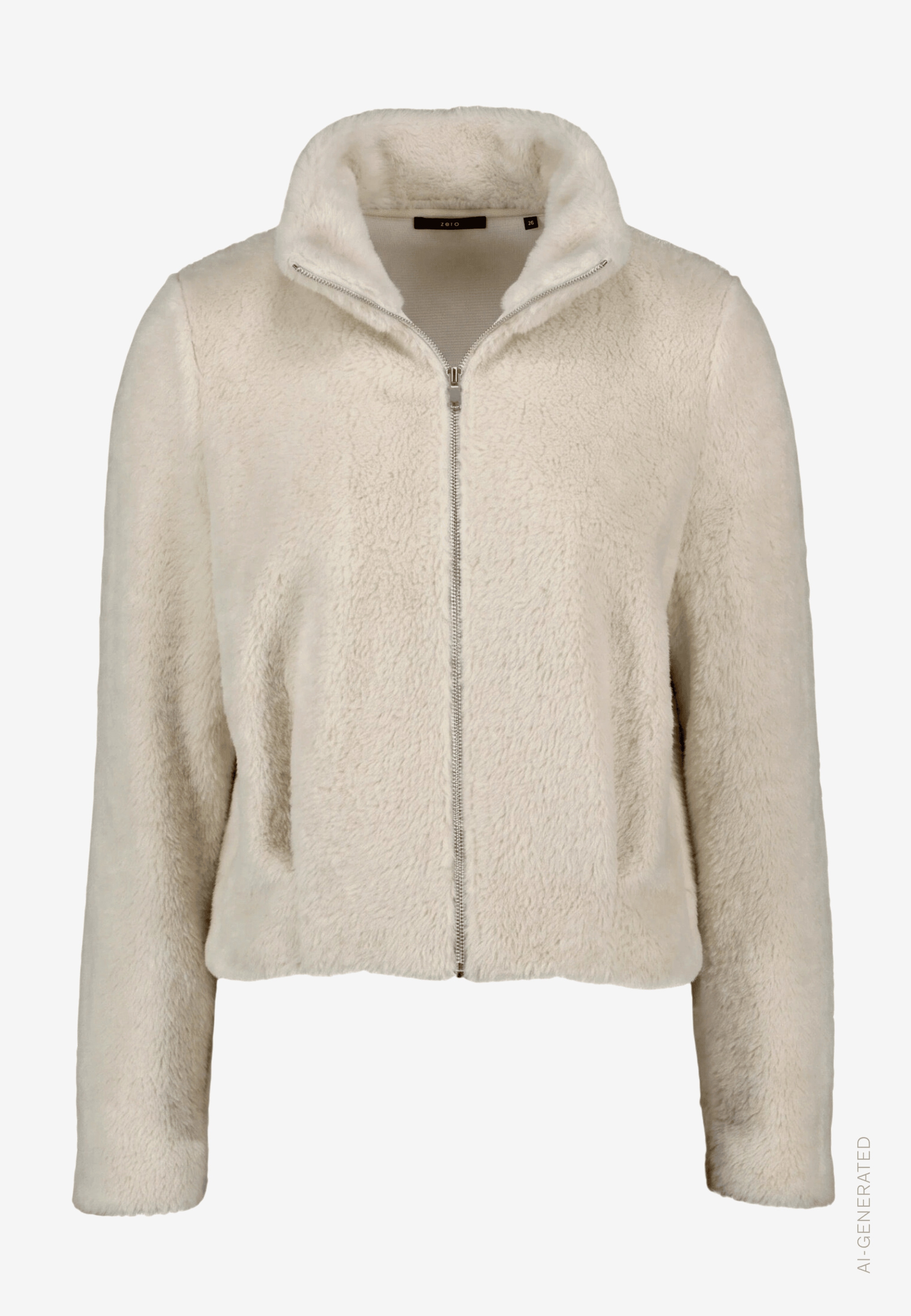 Zero Fellimitatjacke ohne Kapuze Kuscheljacke mit hohem Kragen