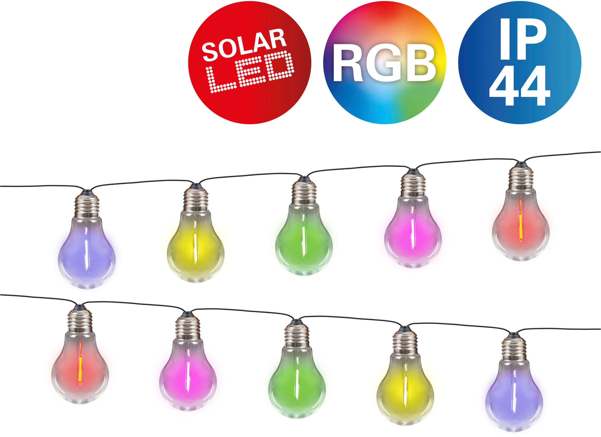 näve LED-Lichterkette »Linda«, 10 St.-flammig, Solar, 10 Glühbirnen klar, R günstig online kaufen