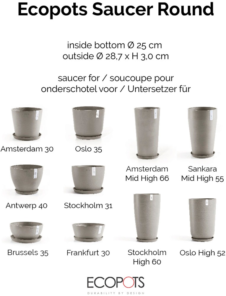 ECOPOTS Blumentopfuntersetzer »ROUND SAUCER Taupe« BxTxH: 28,7x28,7x3 cm