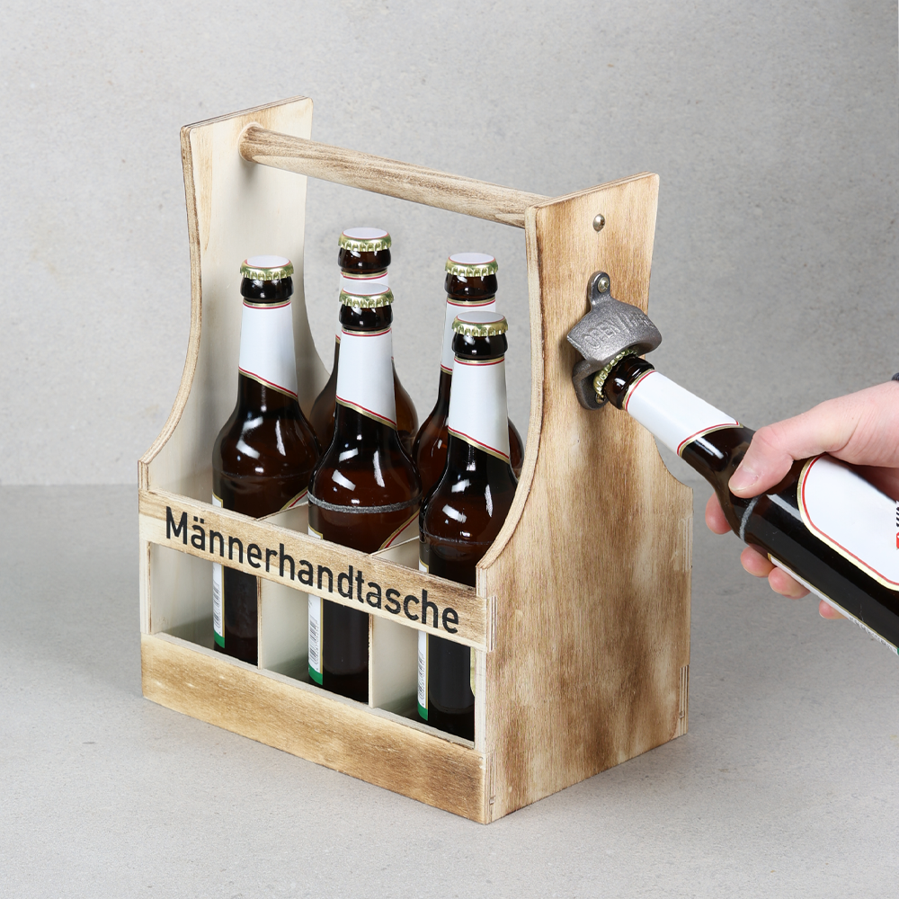 KESPER® Flaschenträger »Männerhandtasche, geflammt, Sperrholz, FSC« mit Flaschenöffner
