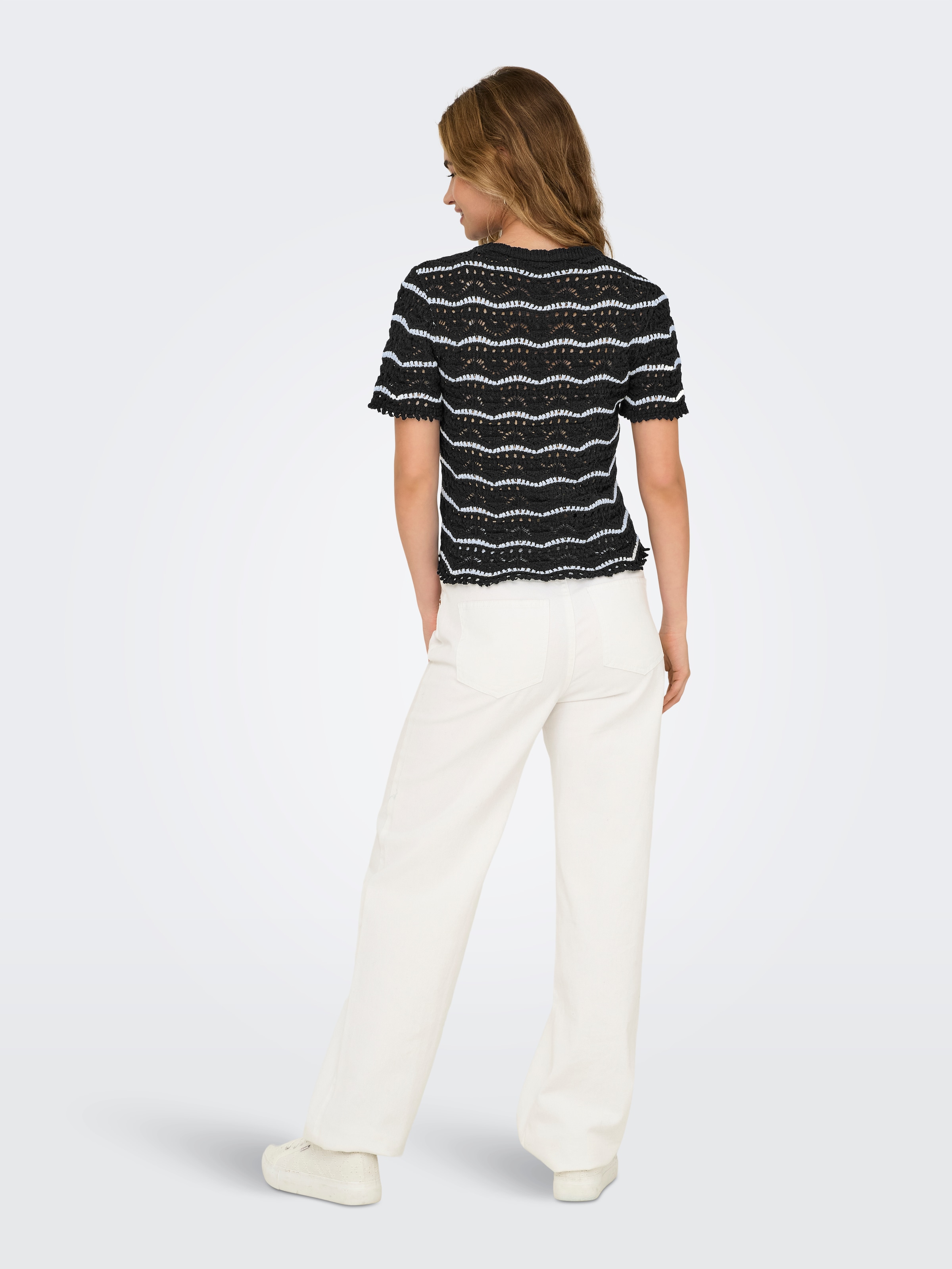 ONLY Kurzarmpullover »ONLANNASOFIA LIFE SS STRIPE O-NECK KNT«