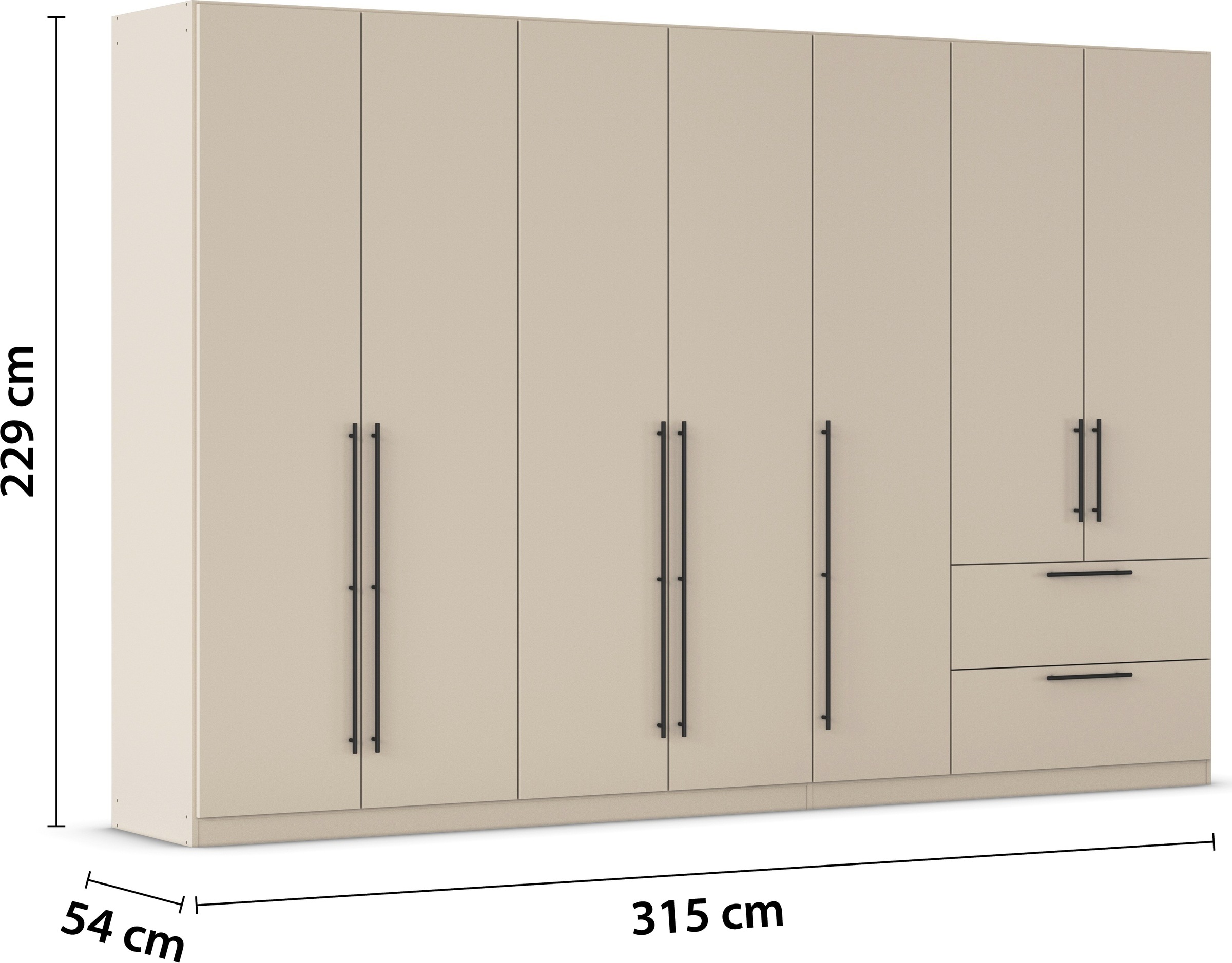 rauch Kleiderschrank »Drehtürenschrank Schrank Garderobe Wäscheschrank Schlafzimmer AVOLA«, (in 3 verschiedenen Ausstattungen BASIC/CLASSIC/PREMIUM), mit hochwertigen Stangengriffen in Schwarz aus Metall MADE IN GERMANY