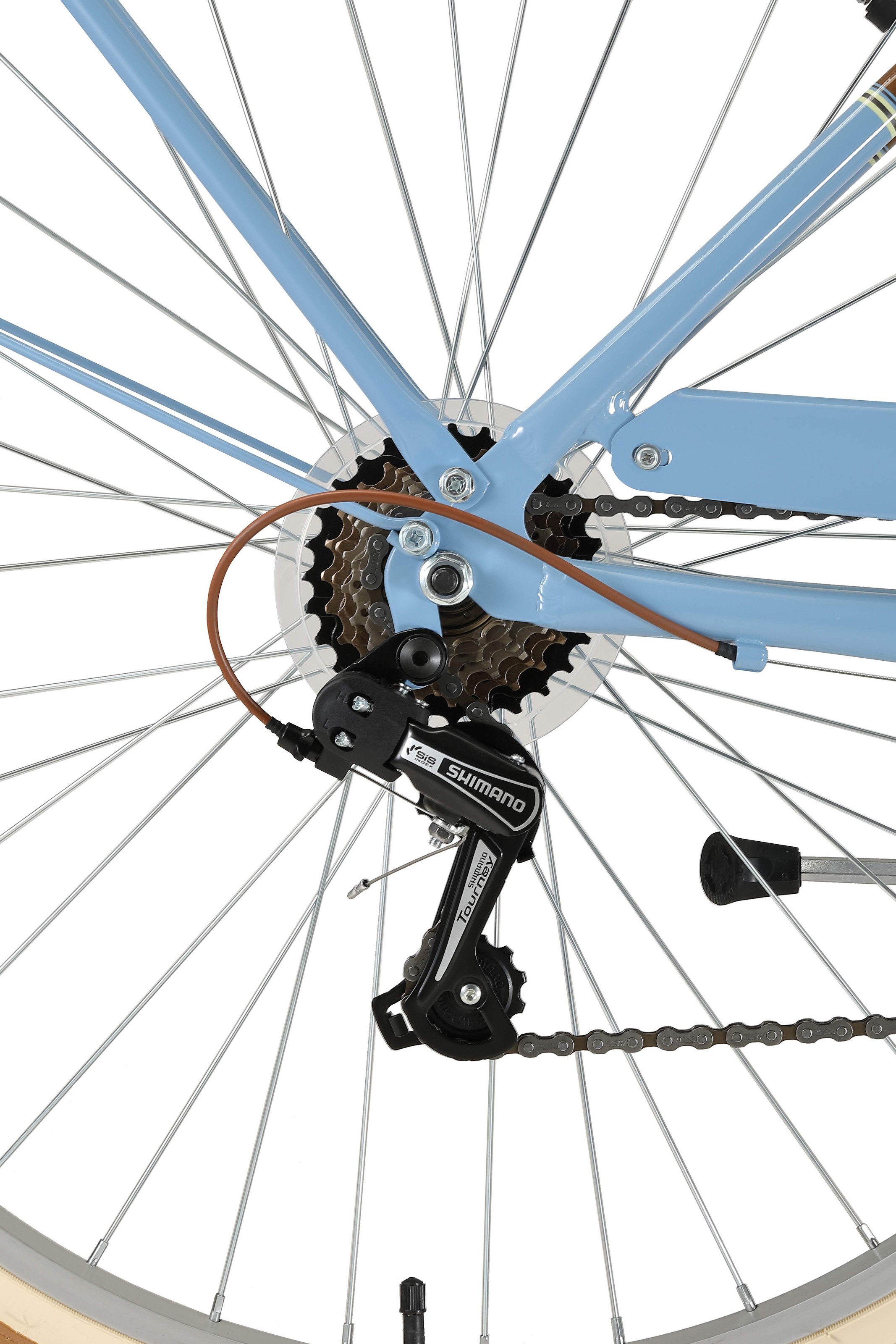 Bikestar Cityrad, 7 Gang, Shimano, RD-TY21 Schaltwerk, Kettenschaltung, für Damen, Kettenschaltung