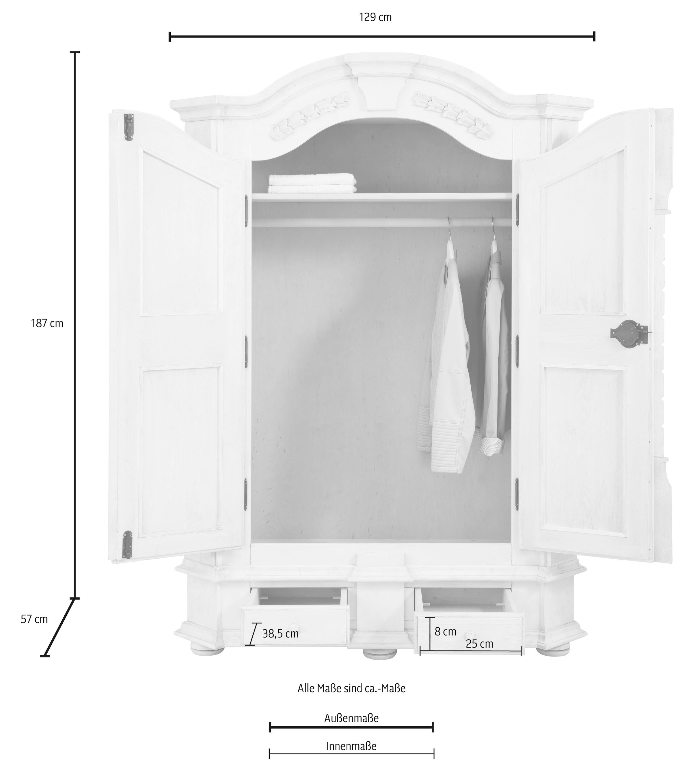 Home affaire Kleiderschrank »Sophia«, in zwei unterschiedlichen  Ausführungen der Schrankfronten, Höhe 187 cm auf Rechnung kaufen