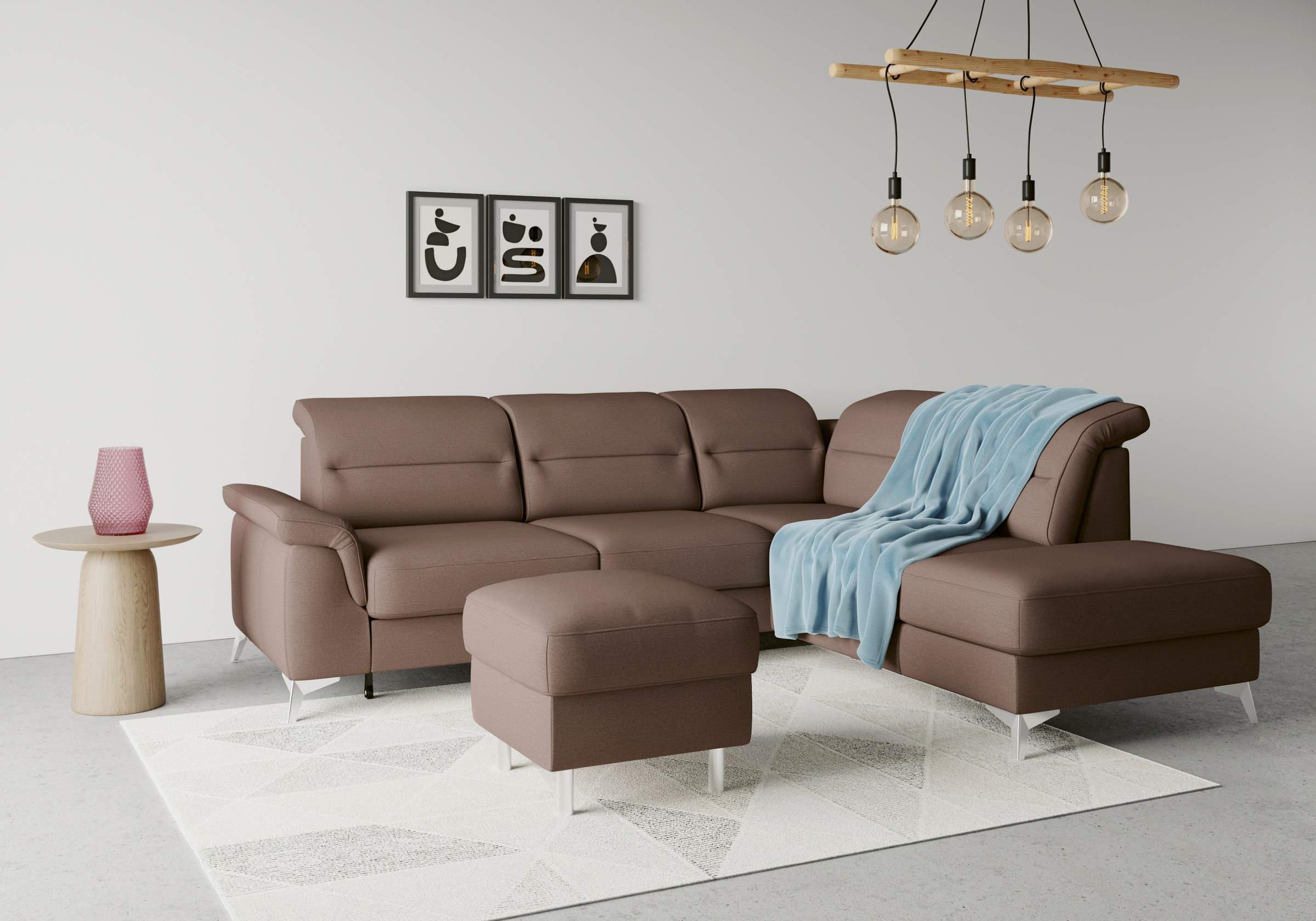 sit&more Ecksofa »Sinatra L-Form«, mit Ottomane, optional mit Kopfteilverstellung und Armteilfunktion