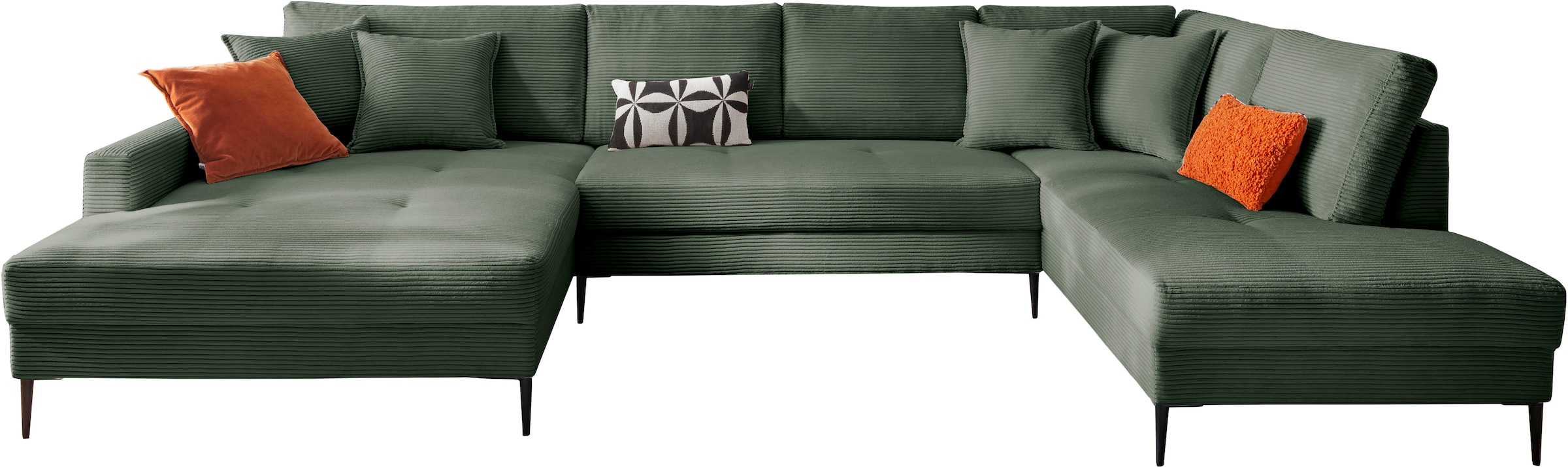 Trends by HG Wohnlandschaft »Summer U-Form«, in Cord-Stoff mit Metallfuß