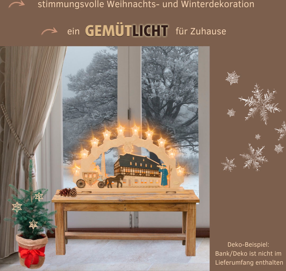 Weigla Schwibbogen »Zwönitz, Lichterbogen aus Holz, Fachwerkhaus, Made in Germany« 1 Stk. Erzgebirge garantiert, Weihnachtsdeko Innen, Weihnachtsbeleuchtung