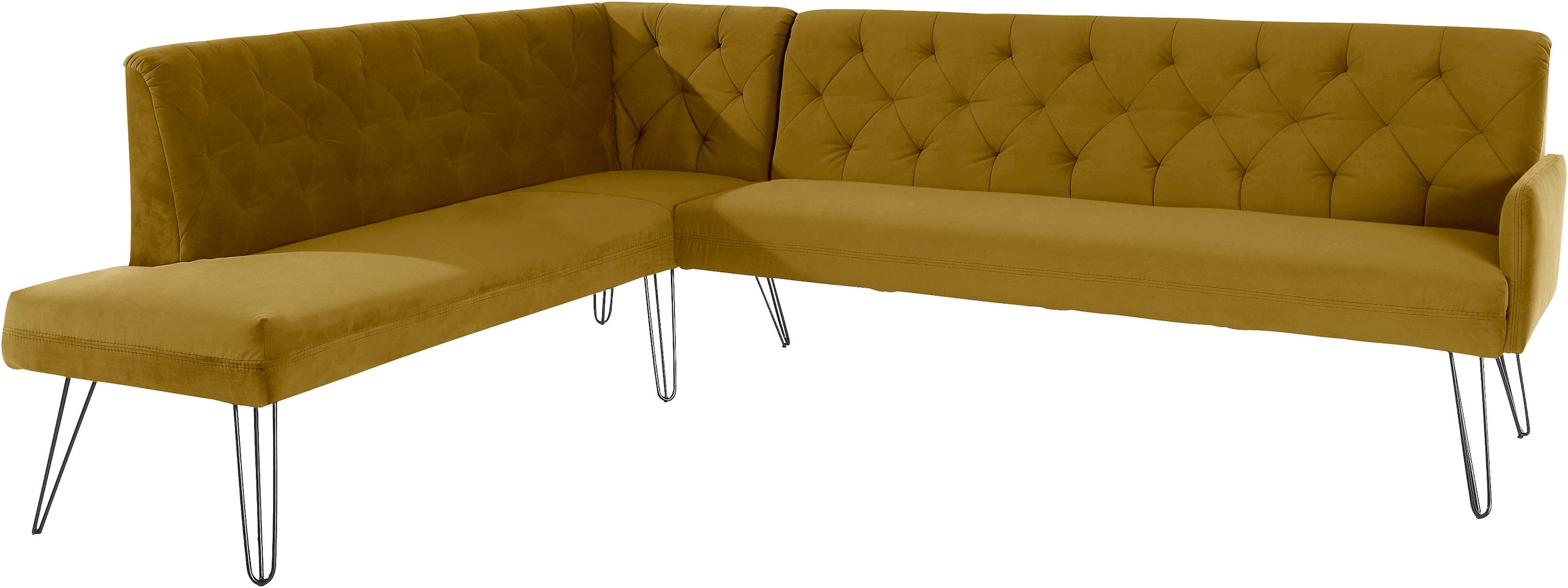 exxpo - sofa fashion Eckbank »Doppio, Chesterfield Optik, komfortabel und bequem, hohe Designfüße«, Frei im Raum stellbar