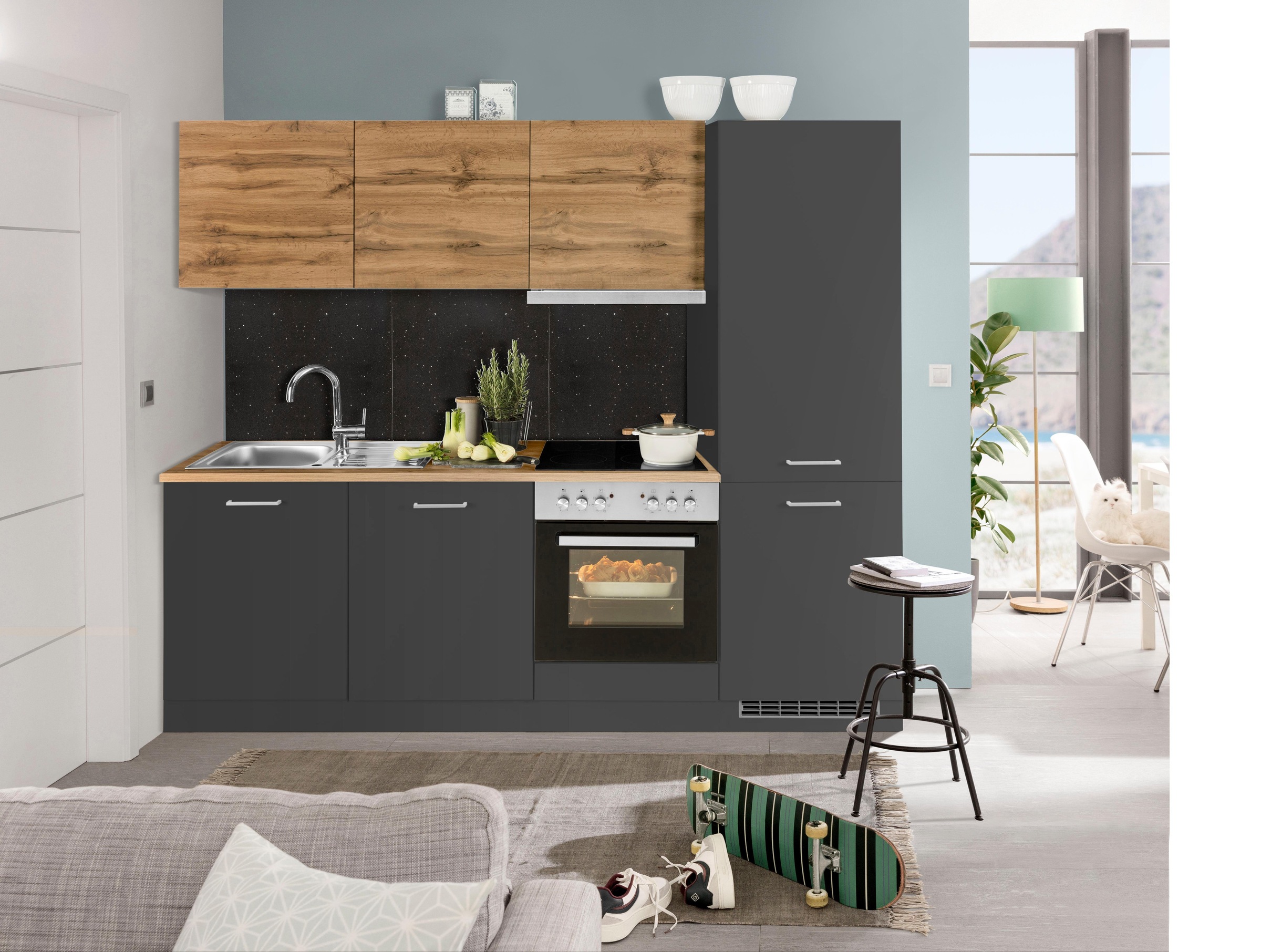 KOCHSTATION Küchenzeile »KS-Kehl«, mit E-Geräten, 240cm, inkl. Kühl/Gefrier günstig online kaufen