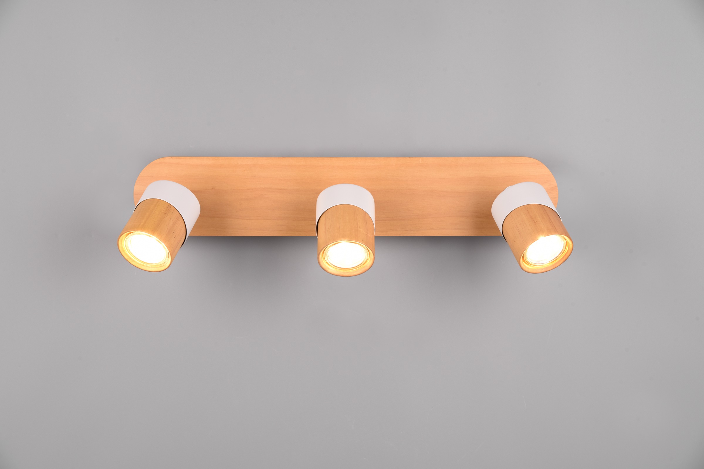 TRIO Leuchten Deckenstrahler »ARUNI, Spot 3-flammig Wandspot Deckenspot exkl 3x GU10 max 10W«, 3 flammig, Leuchtmittel GU10 | Leuchtmittel wechselbar, Deckenstrahler mit Materialmix Holz / Metall für Küche Flur Wohnzimmer