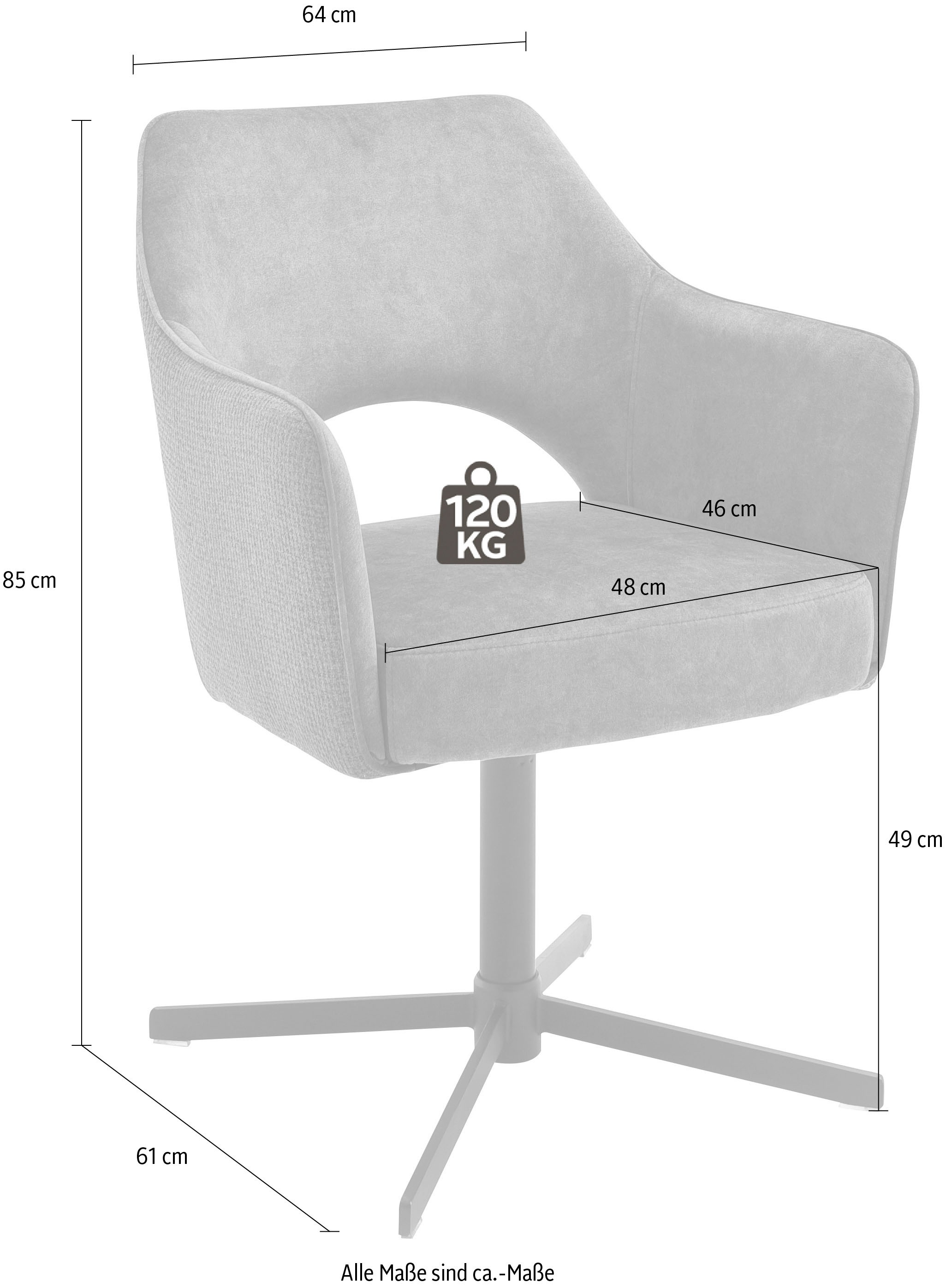 MCA furniture Esszimmerstuhl »Valetta«, (Set), 2 St., 2 er Set, 360° drehbar, Taschenfederkern, belastbar 120 kg