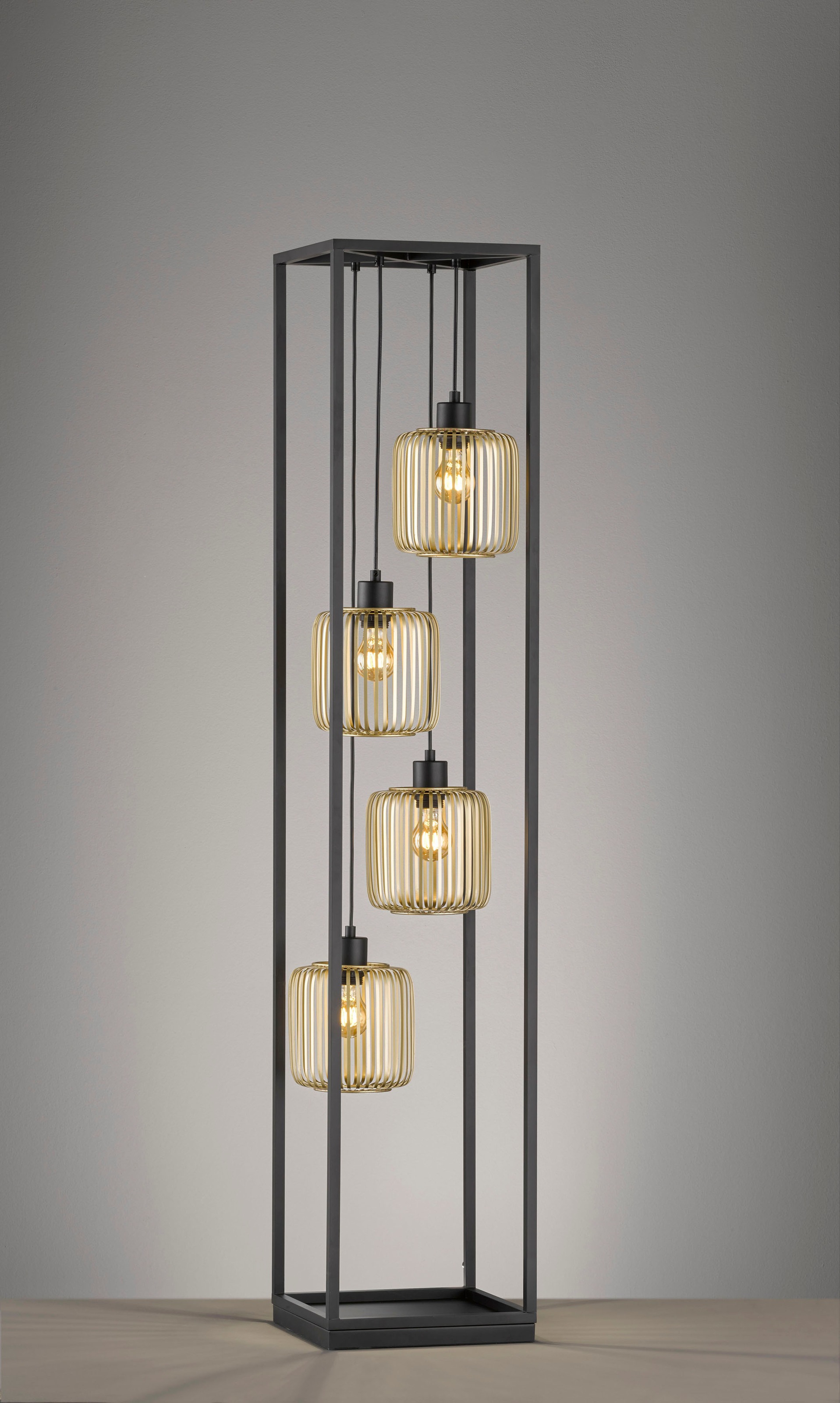 FISCHER & HONSEL Stehlampe »CAYDO«, 4 flammig, Leuchtmittel E27 | ohne Leuchtmittel, Moderne, sandschwarze Leuchte-verleiht Deinem Raum etwas Extravaganz