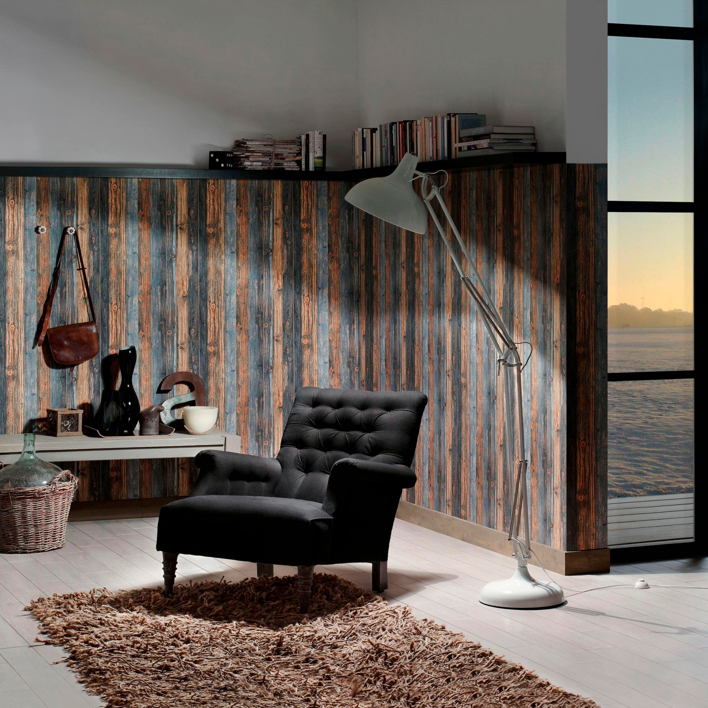 living walls Vliestapete »Best of Wood`n Stone 2nd Edition«, Holz-realistisch-gestreift, Holztapete Tapete Holzoptik Tapeten Wohnzimmer Flur Design Wandtapete