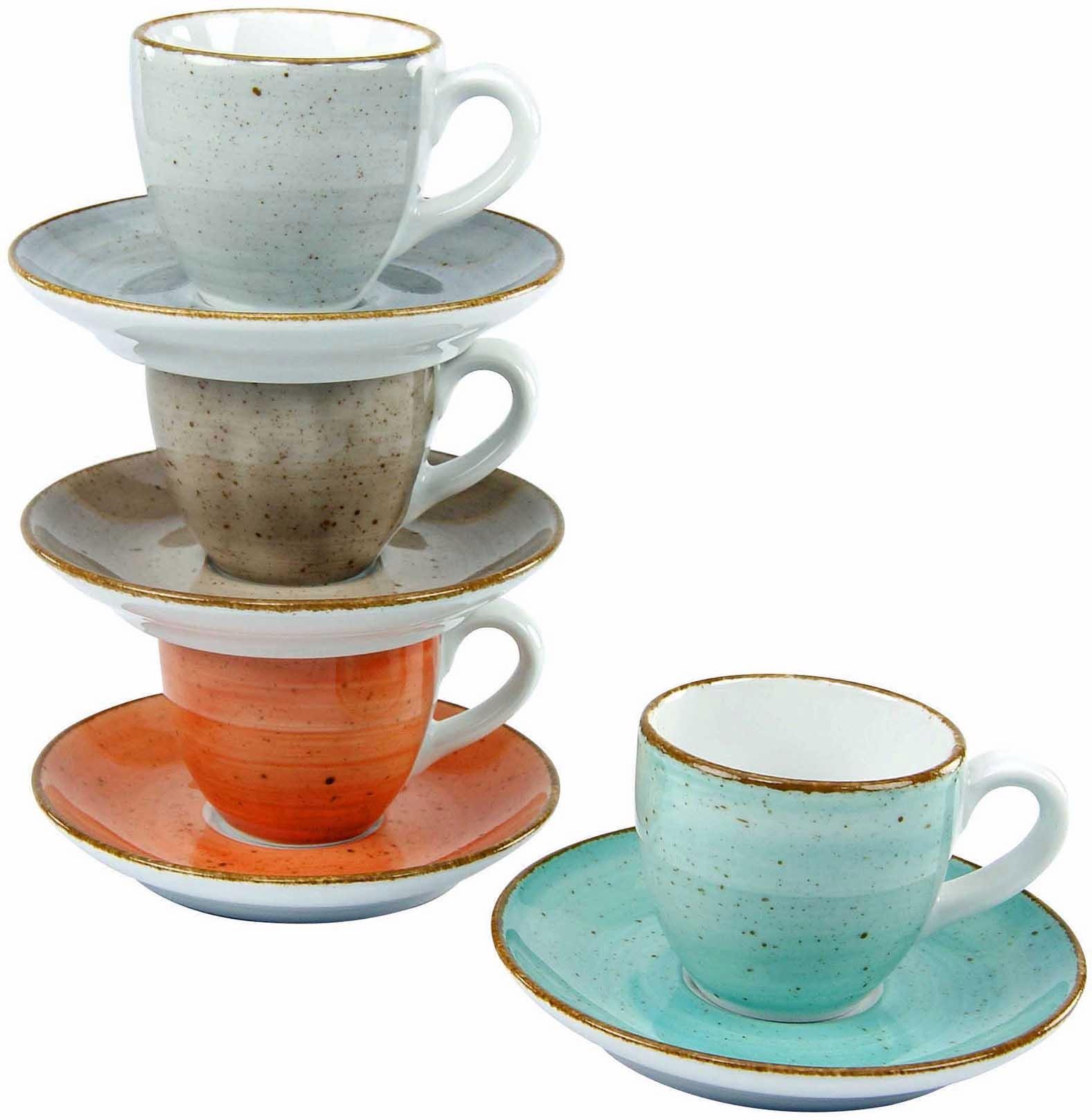 CreaTable Espressotasse »Kaffeetasse VINTAGE NATURE«, (Set, 8 tlg.), Tassen günstig online kaufen