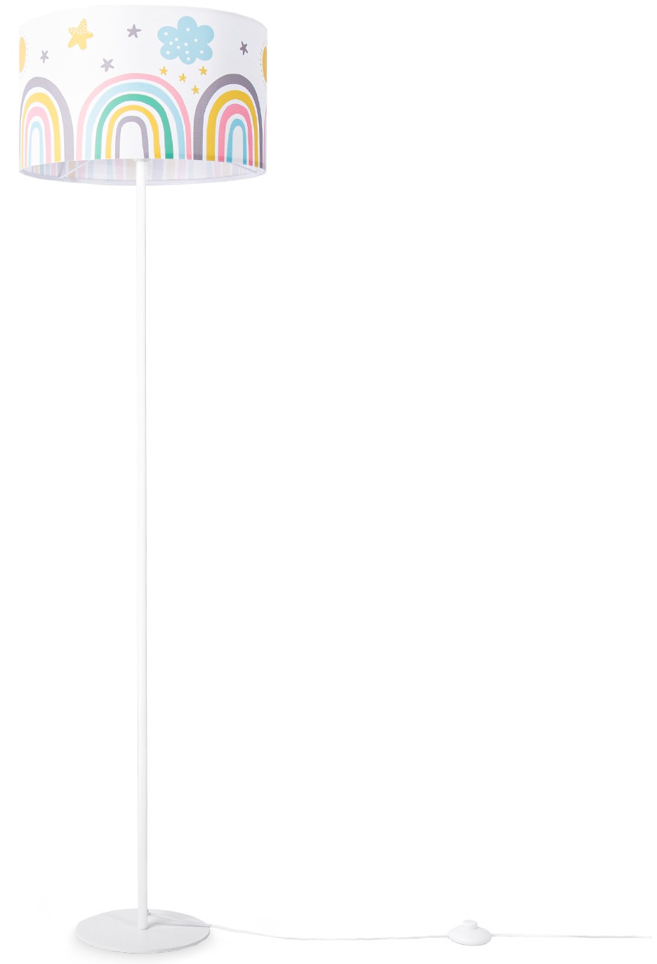 PACO HOME Stehlampe »Tweet 462« E27 Lampe Kinderzimmer Kinderlampe Babyzimmer E27 Regenbogen Sonne Wolken weiß