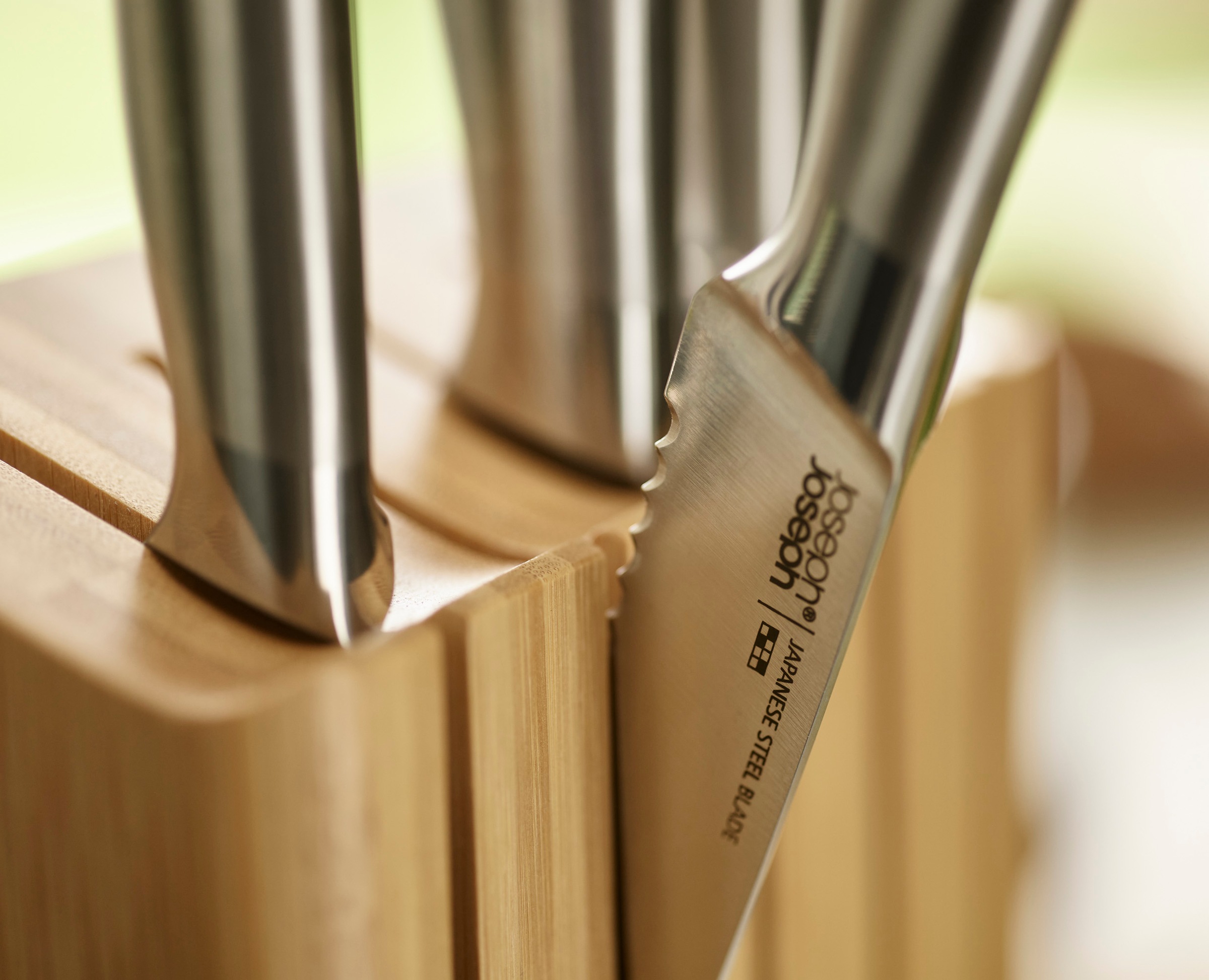 Joseph Joseph Messer-Set »Elevate Steel Knives Bamboo«, (6 tlg.), rutschfest, Bambus, japanischer Edelstahl