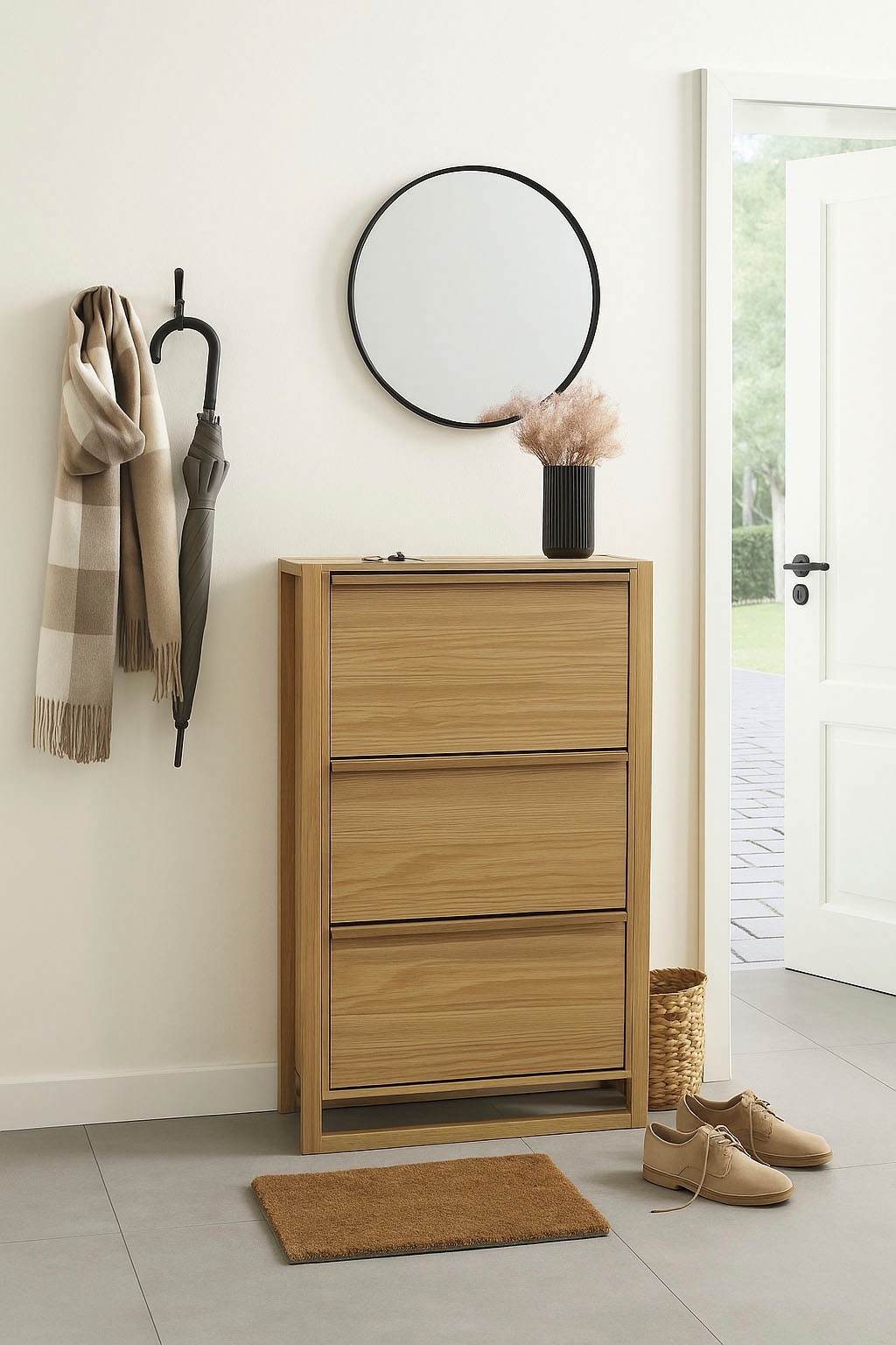 Woodman Schuhkommode »NewEst« Breite 67 cm, mit 3 Klappen, Holzfurnier aus Eiche, FSC®