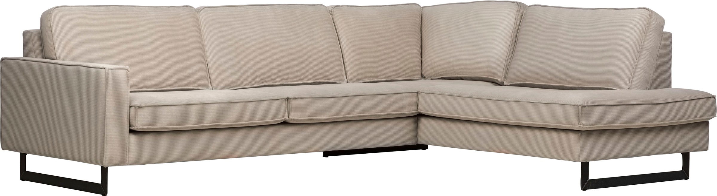 Places of Style Ecksofa »Pinto, 290 cm, Cord, Chenille, Lederoptik, Ottomane links / rechts«, mit Keder, schwarze Metallfüße, Wellenunterfederung