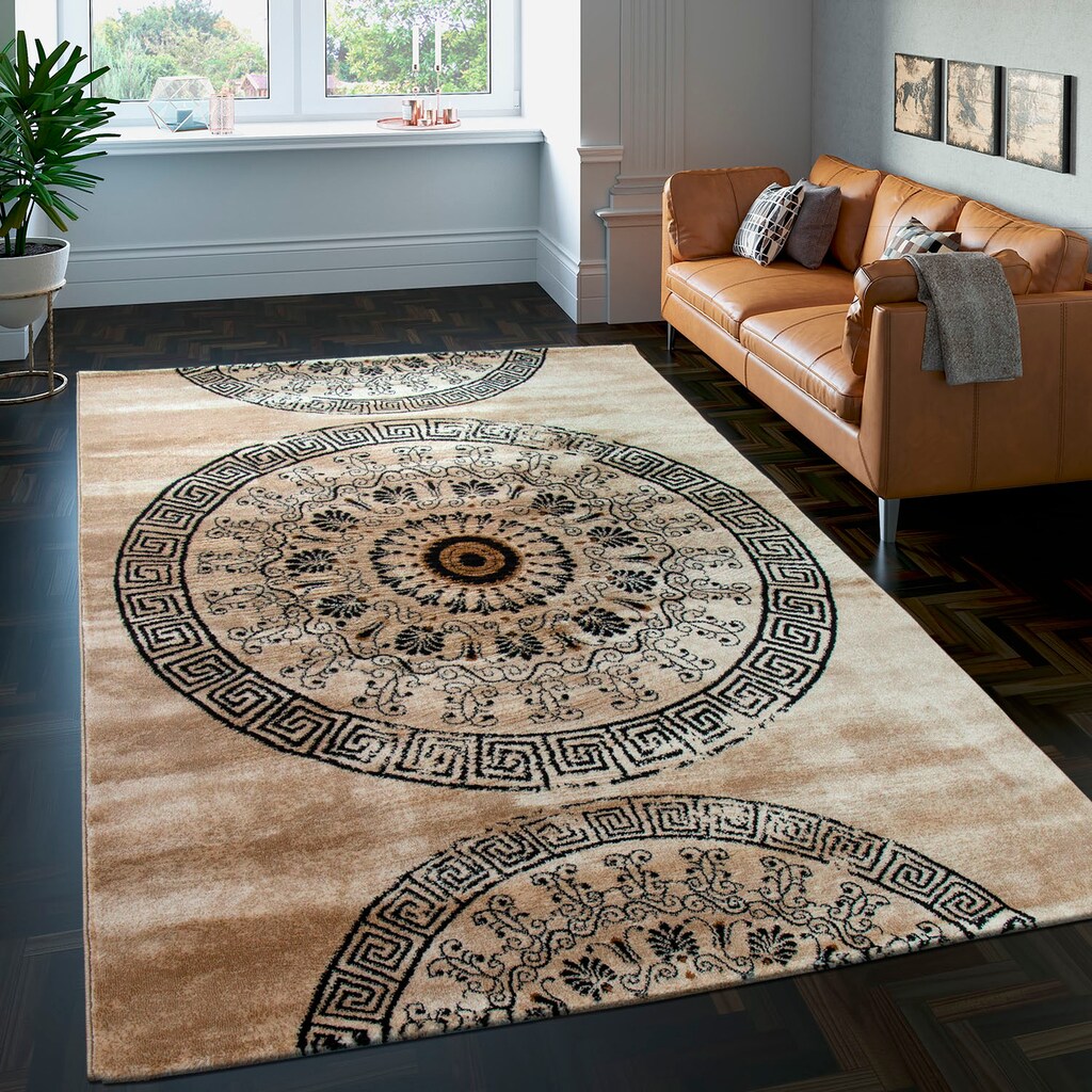 Paco Home Teppich »Rest Tibesti 447«, rechteckig, 15 mm Höhe, Kurzflor, Ornamente in dezenten Farbtönen, ideal im Wohnzimmer & Schlafzimmer