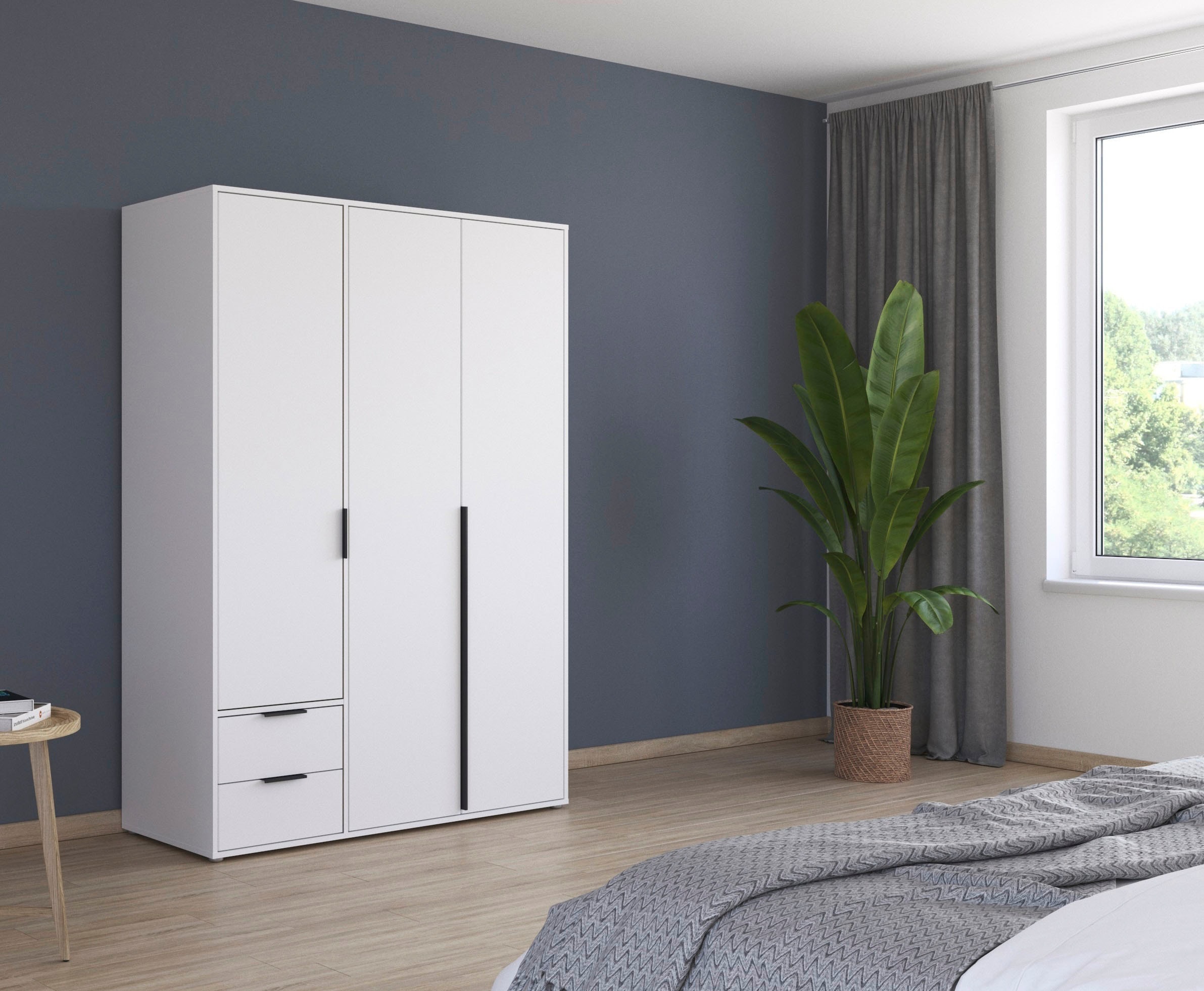 rauch Drehtürenschrank »Kleiderschrank Schrank Garderobe Wäscheschrank NAGATA viel Stauraum«, (in 3 verschiedenen Ausstattungen BASIC/CLASSIC/PREMIUM), mit Schubladen sowie Stangengriffen TOPSELLER MADE IN GERMANY