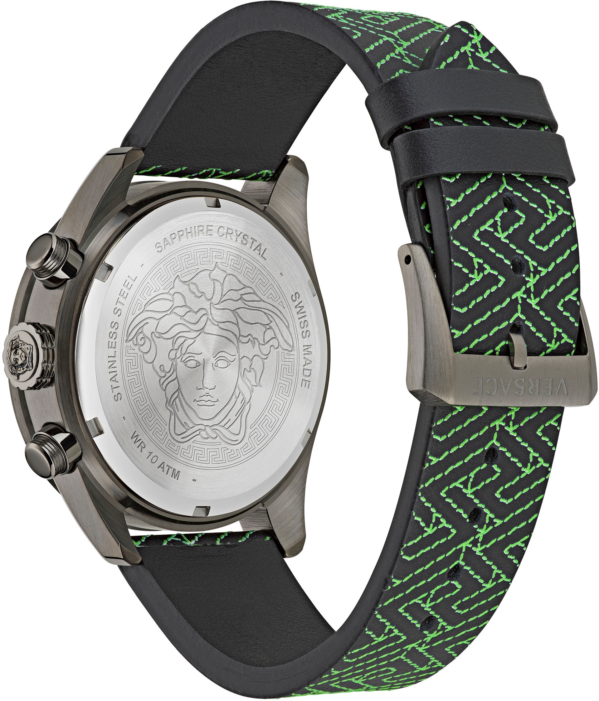 Versace Chronograph »GRECA DOME CHRONO«, Quarzuhr, Armbanduhr, Herrenuhr, Saphirglas, Stoppfunktion, Swiss Made