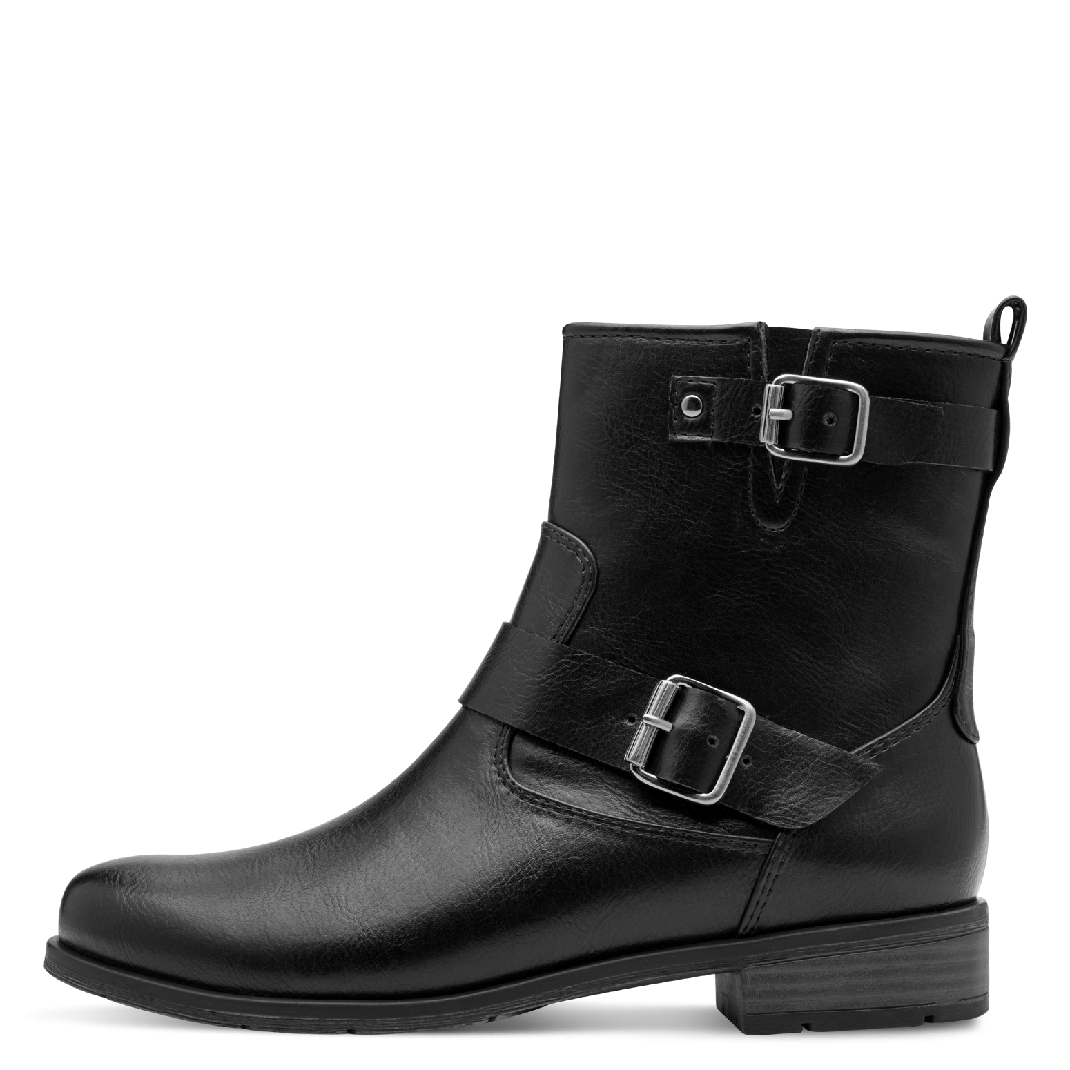MARCO TOZZI Stiefelette, Blockabsatz, Bikerboots mit Zierschnalle und verstellbarer Schnalle