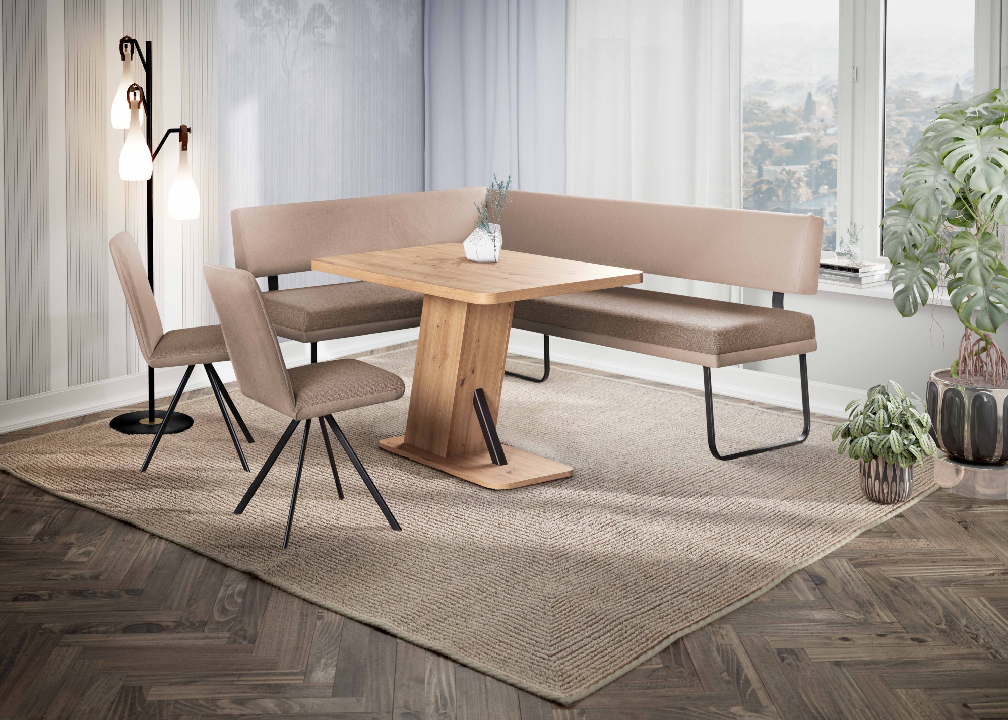 OTTO home Eckbankgruppe »Gabi Essecke, Sitzgruppe, Eckbankgruppe, Küchenbankgruppe« Set, 4tlg, 4 tlg. tlg. Gestell aus matt-schwarzem Flachmetall, stabil, 2-Stoff-Design