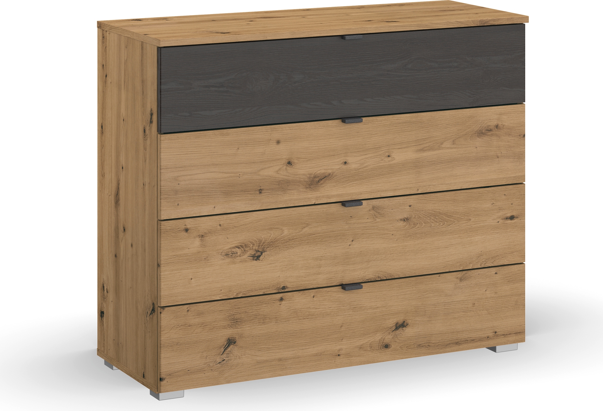 rauch Schubkastenkommode »Kommode Sideboard Schubladenkommode APOLLON«, mit 4 Schubladen, 1 Schublade in Absetzung Black oak MADE IN GERMANY