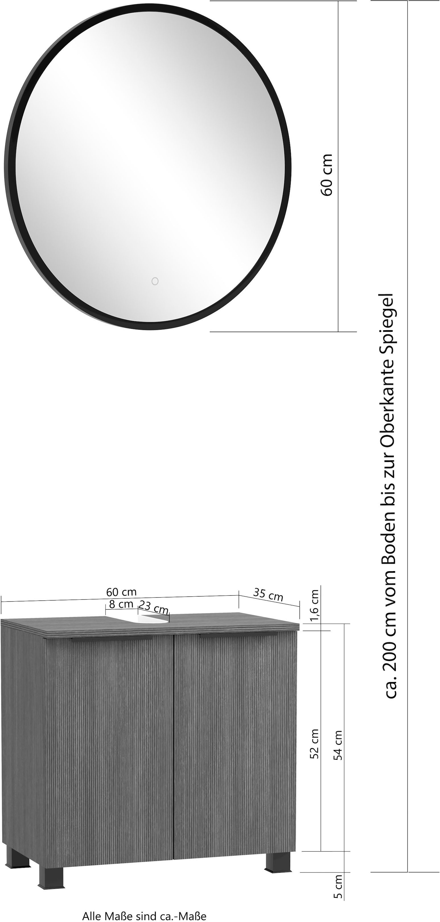 welltime Badmöbel-Set »Welltime, York Unterbecken-Set 2teilig, 60 cm, 2-türig«