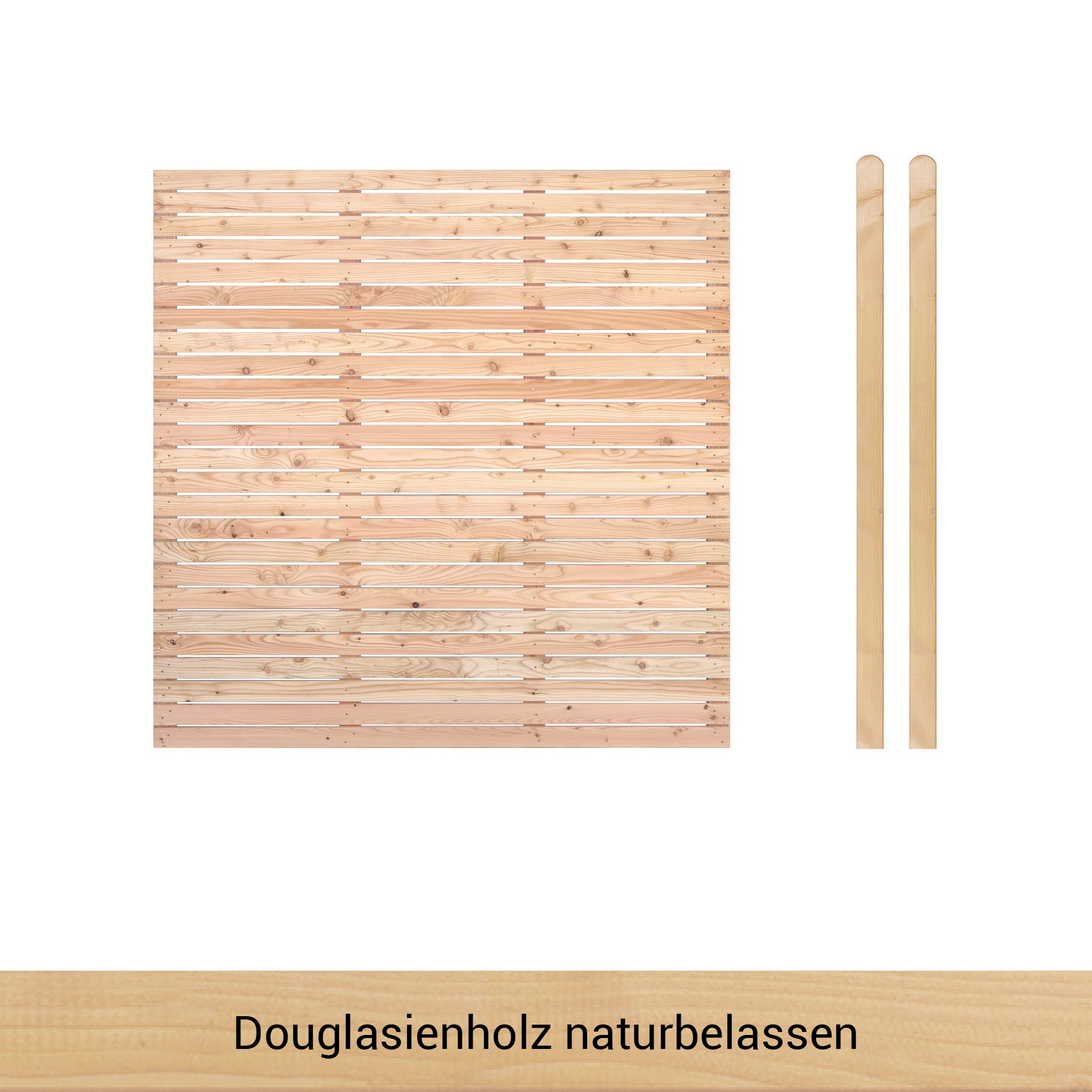 BM Massivholz Zaun »Kurt Set 1«, 1 Zaunelement 180 x 180cm, 2 Pfosten, Kopf gerundet, Länge 190cm