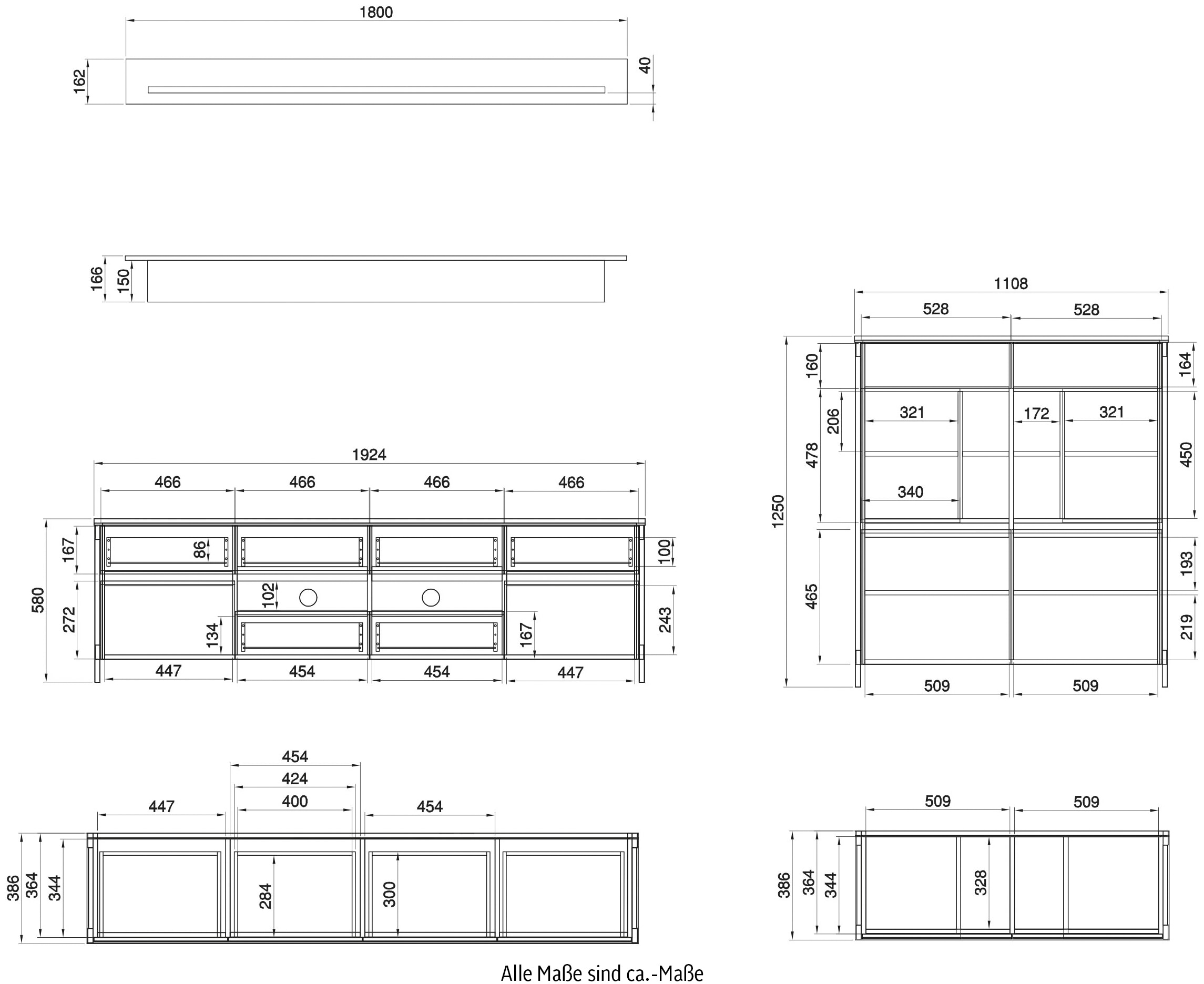 Home affaire Wohnwand »Stranda, moderne Anbauwand, Komplettset im Scandi-Style«, (3 St.), enthält Lowboard, Highboard und Wandboard, 324 cm breit