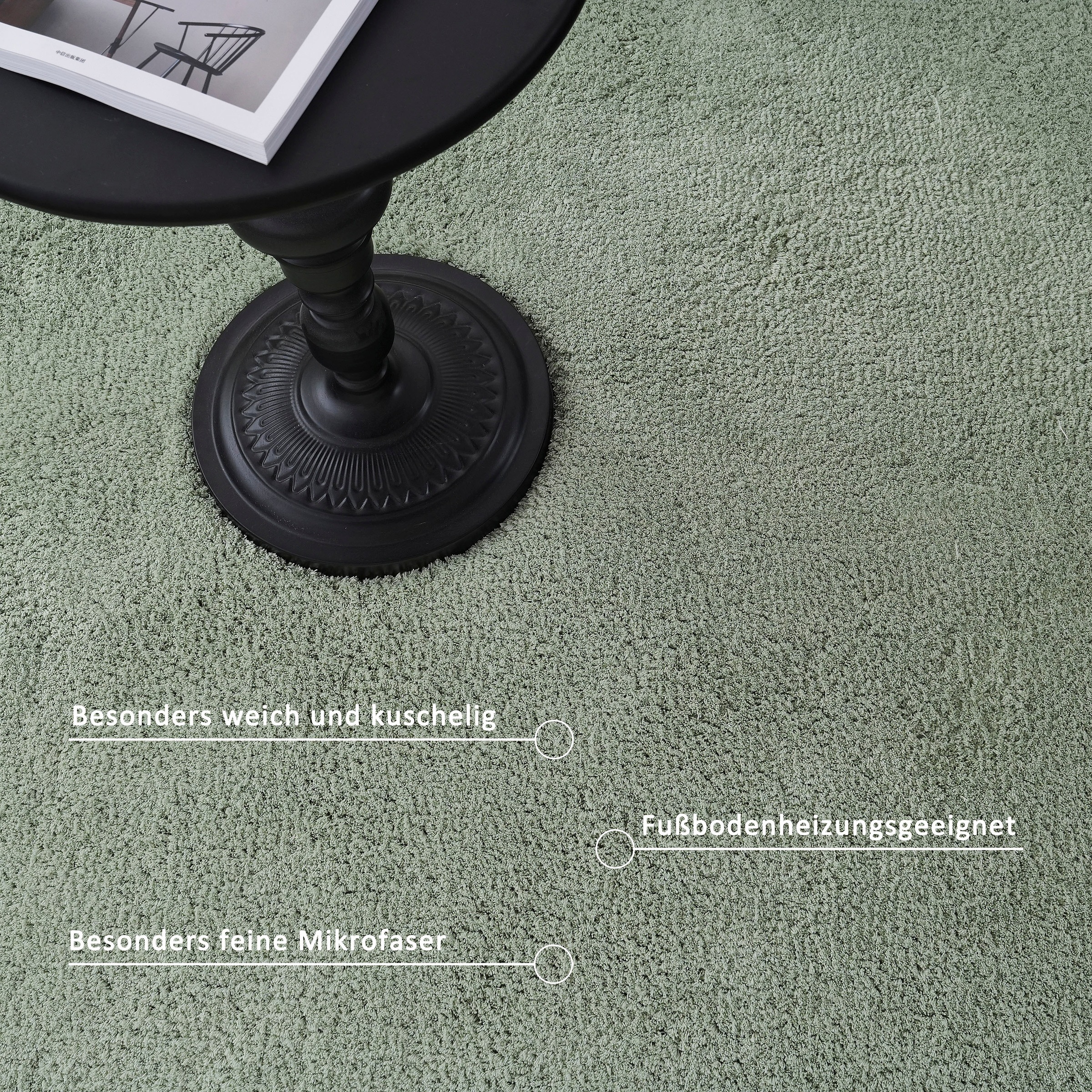 my home Hochflor-Bettumrandung »Microfaser Teppich Magong, besonders weich, sehr feiner Flor«, (3 tlg.), uni, einfarbiger Bettvorleger, Läufer-Set, Schlafzimmer, Kinderzimmer