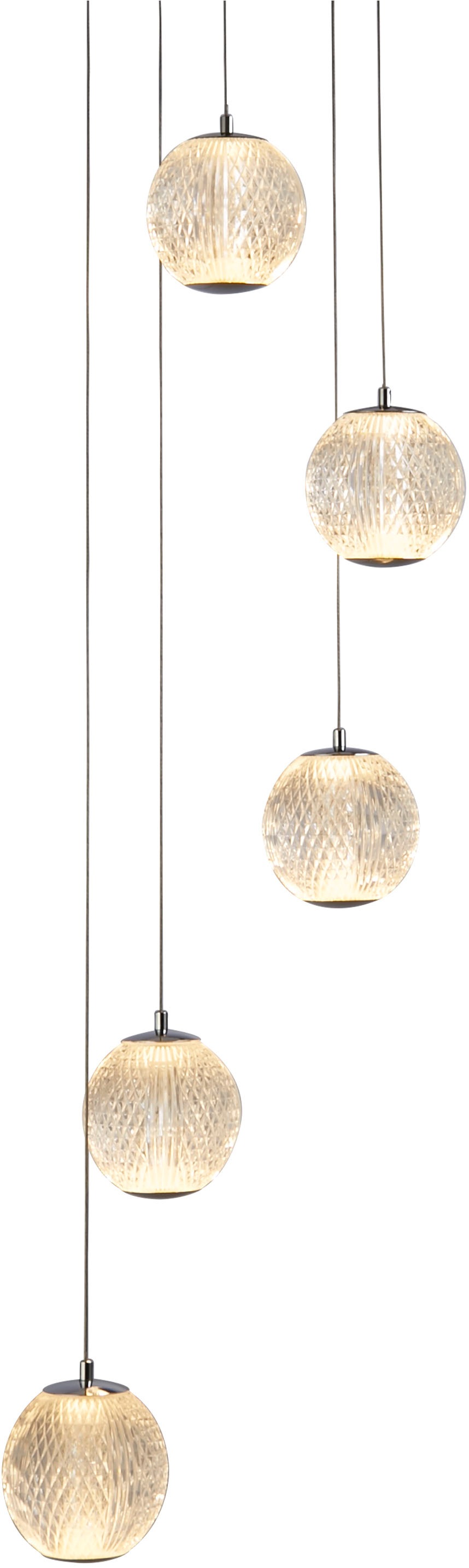 Searchlight LED-Hängeleuchte »Hängeleuchte Allure, 5-flammig«, 5 flammig, Leuchtmittel LED-Modul | LED fest integriert, Eiskugel-Optik