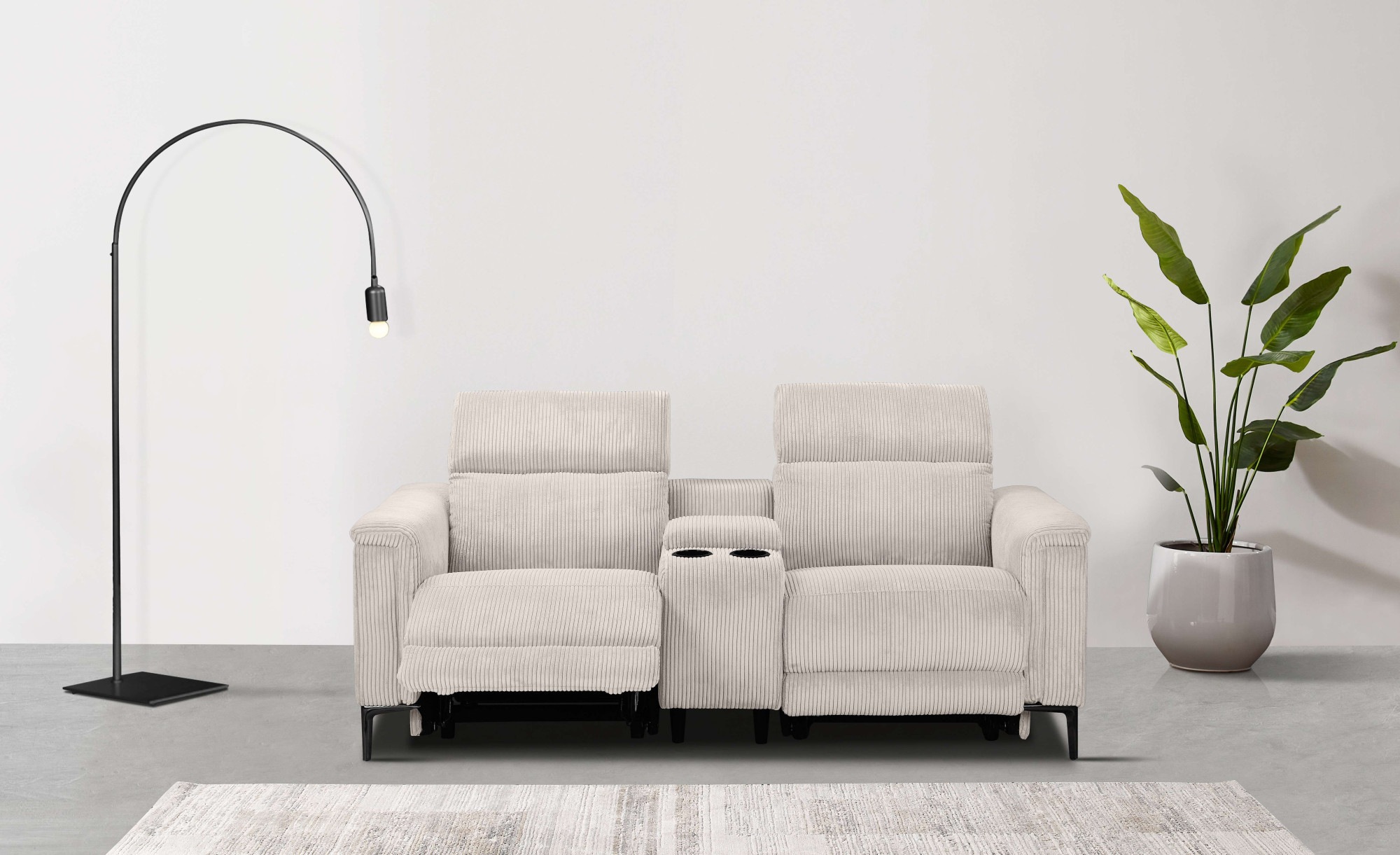 Places of Style 2-Sitzer »Lund in Cord, 2er-Kinosofa, TV-Sessel, Multimedia-Sofa, USB-A,«, m. elektrischer o. manueller Relaxfunktion, Getränkehalter u. Staufach