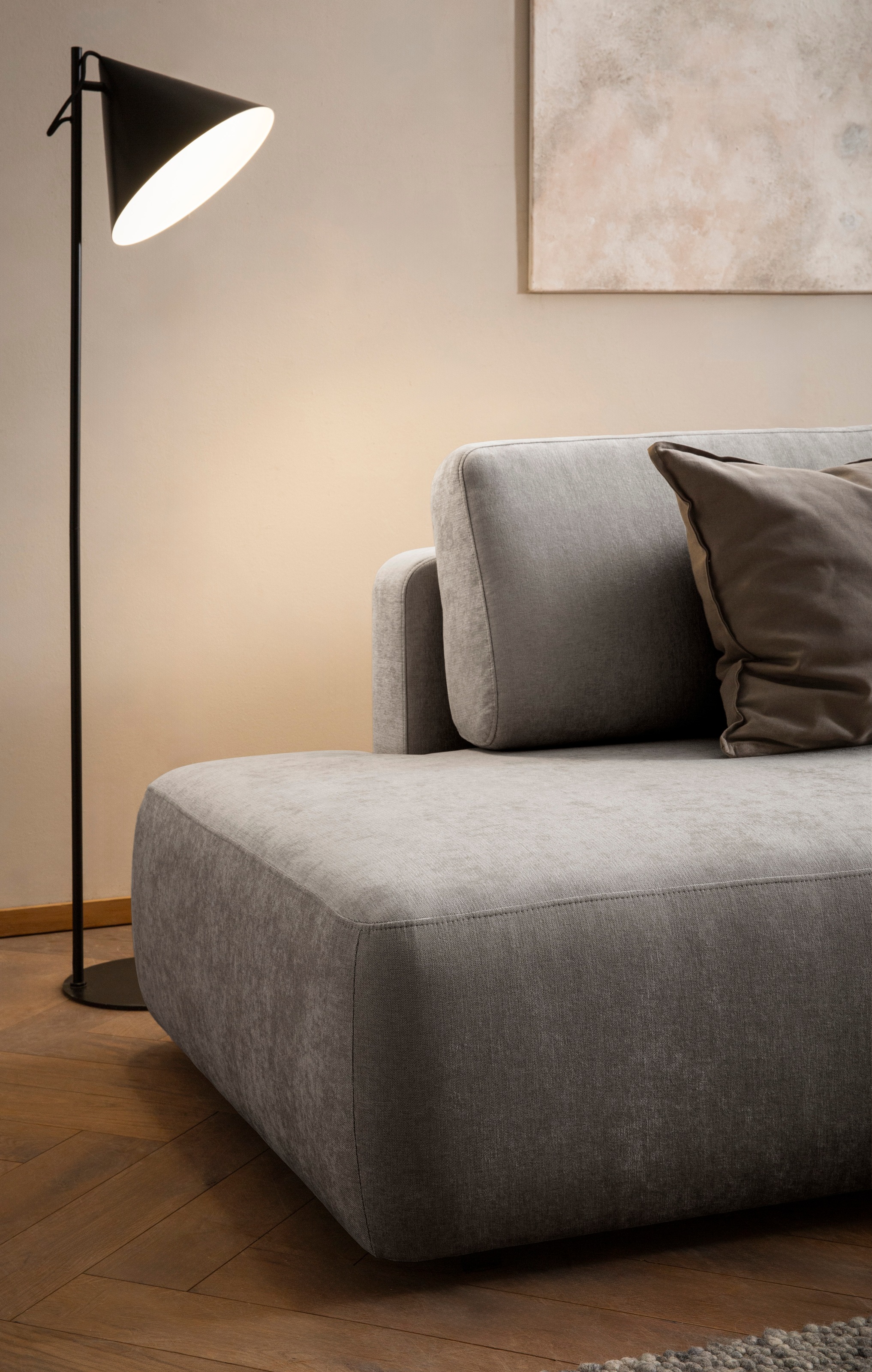 INOSIGN Ecksofa »TORGE, Schlafsofa Cord, Samtvelours u. Strukur fein, Couch in L-Form«, Schlaffunktion und Bettkasten, Liegefläche: 210x125 cm, neues Design