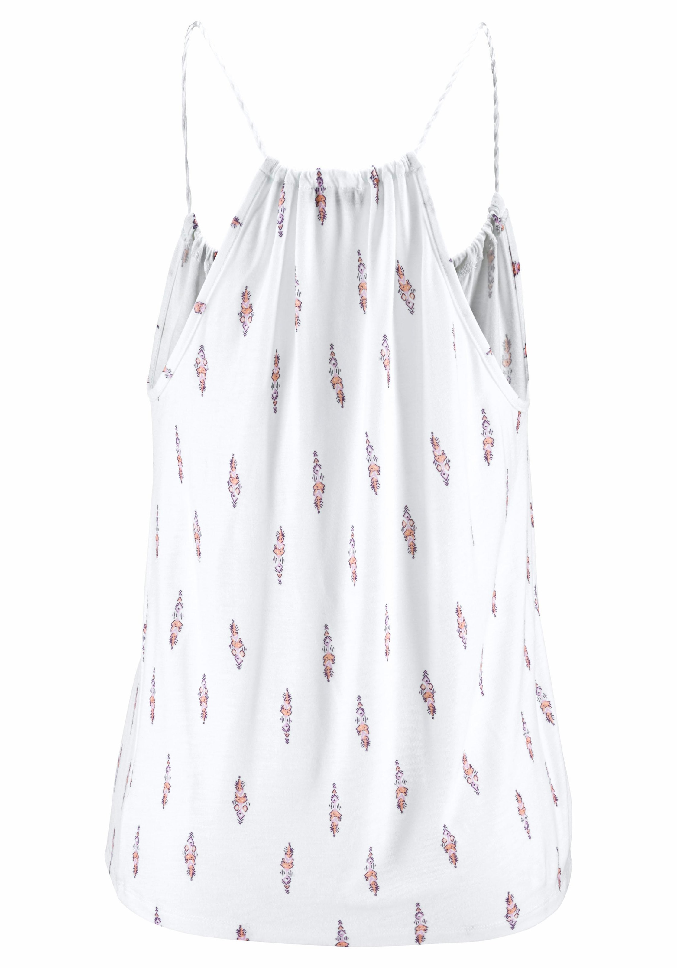 LASCANA Strandtop, mit kleinem Ornamentdruck und Kordelträgern, Spaghettiträger, Damentop