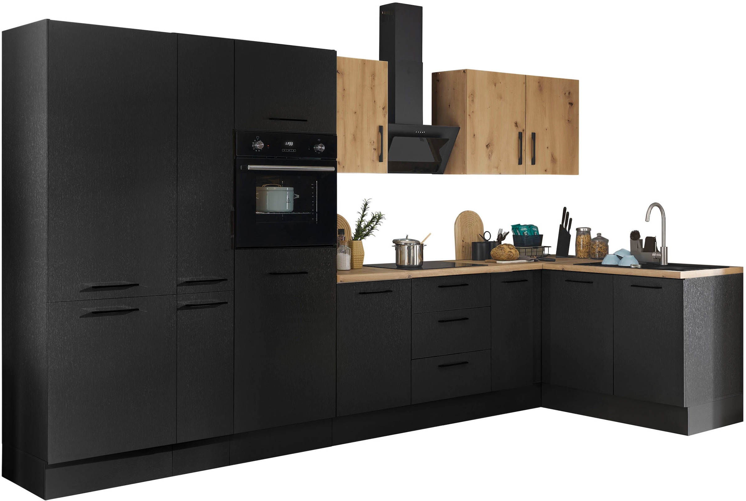 BASIC by Balculina Winkelküche »Turin«, Stellbreite 360x175 cm, wahlweise mit E-Geräten